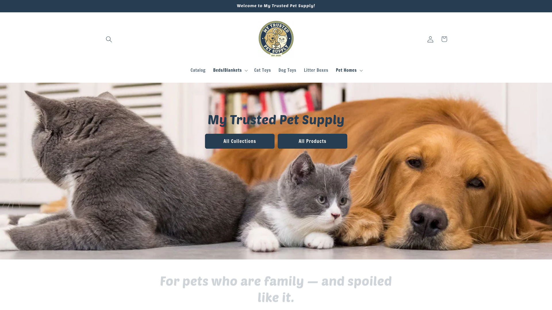 website screenshot of https://mytrustedpetsupply.com