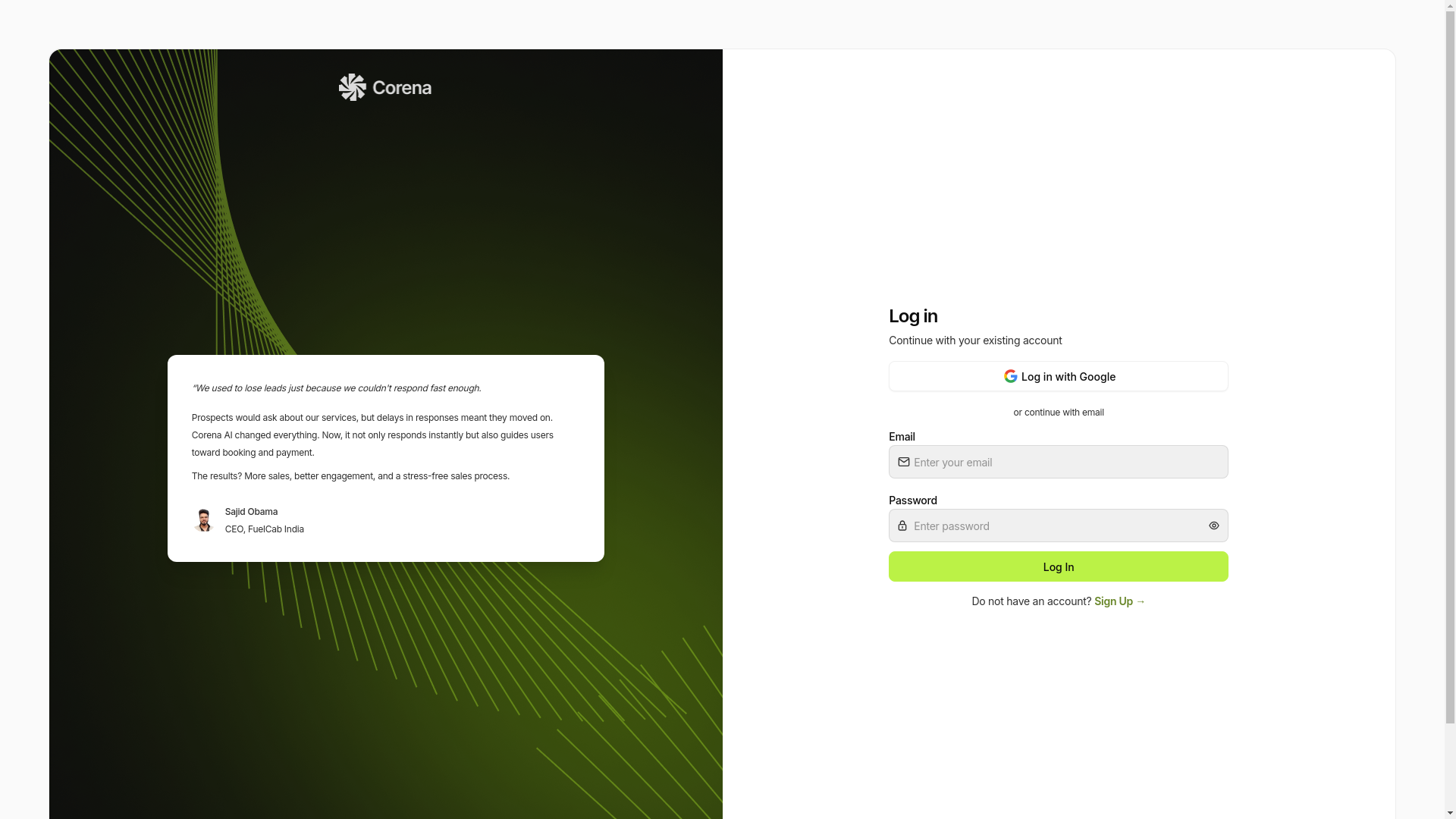 website screenshot of https://corena-ai-cms.pages.dev/