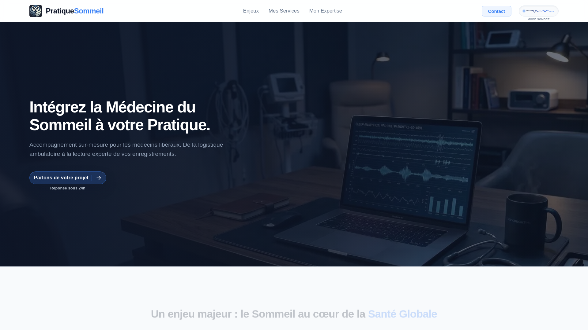 website screenshot of https://pratiquesommeil.fr/