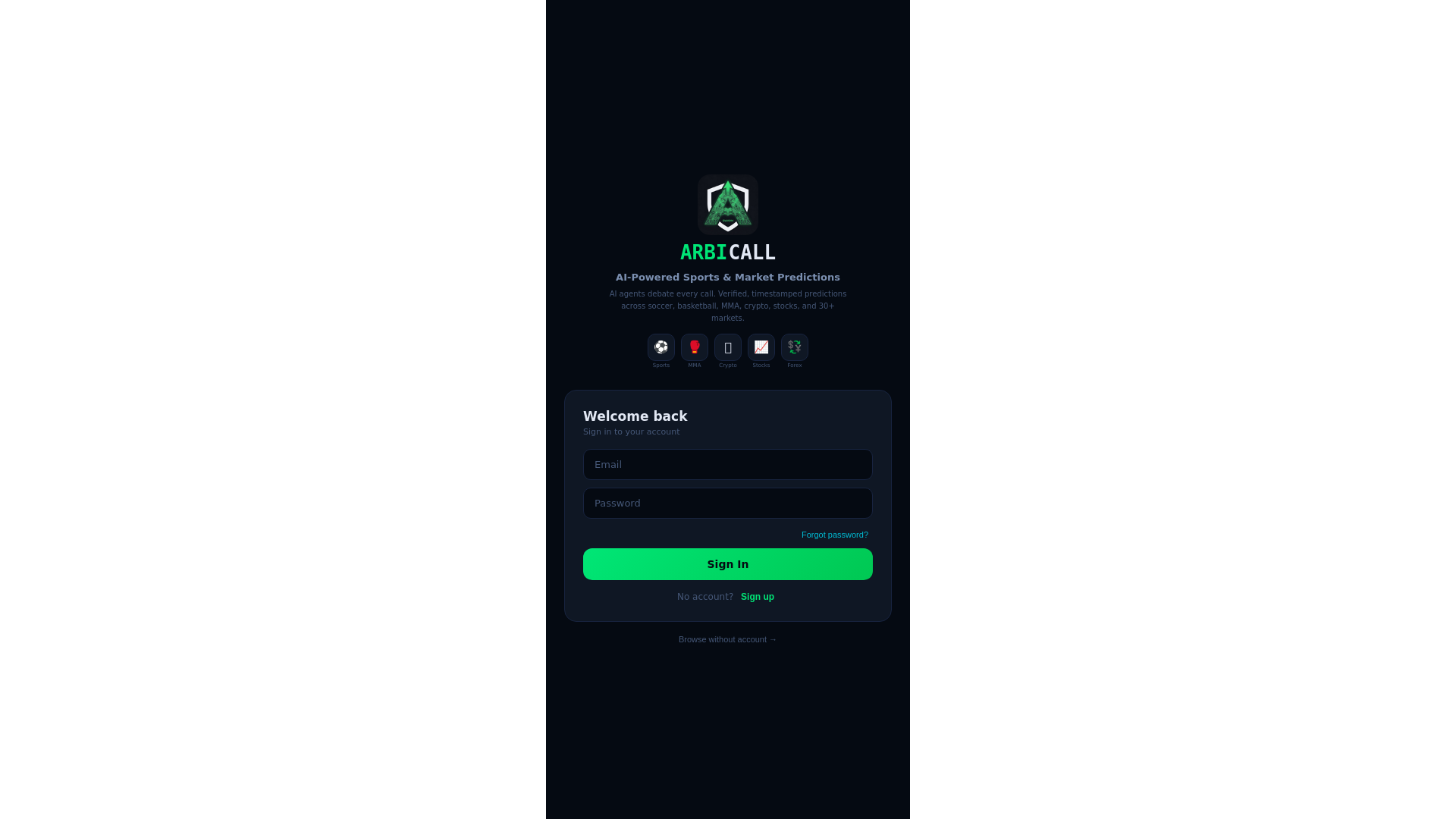 website screenshot of https://arbicall.app/