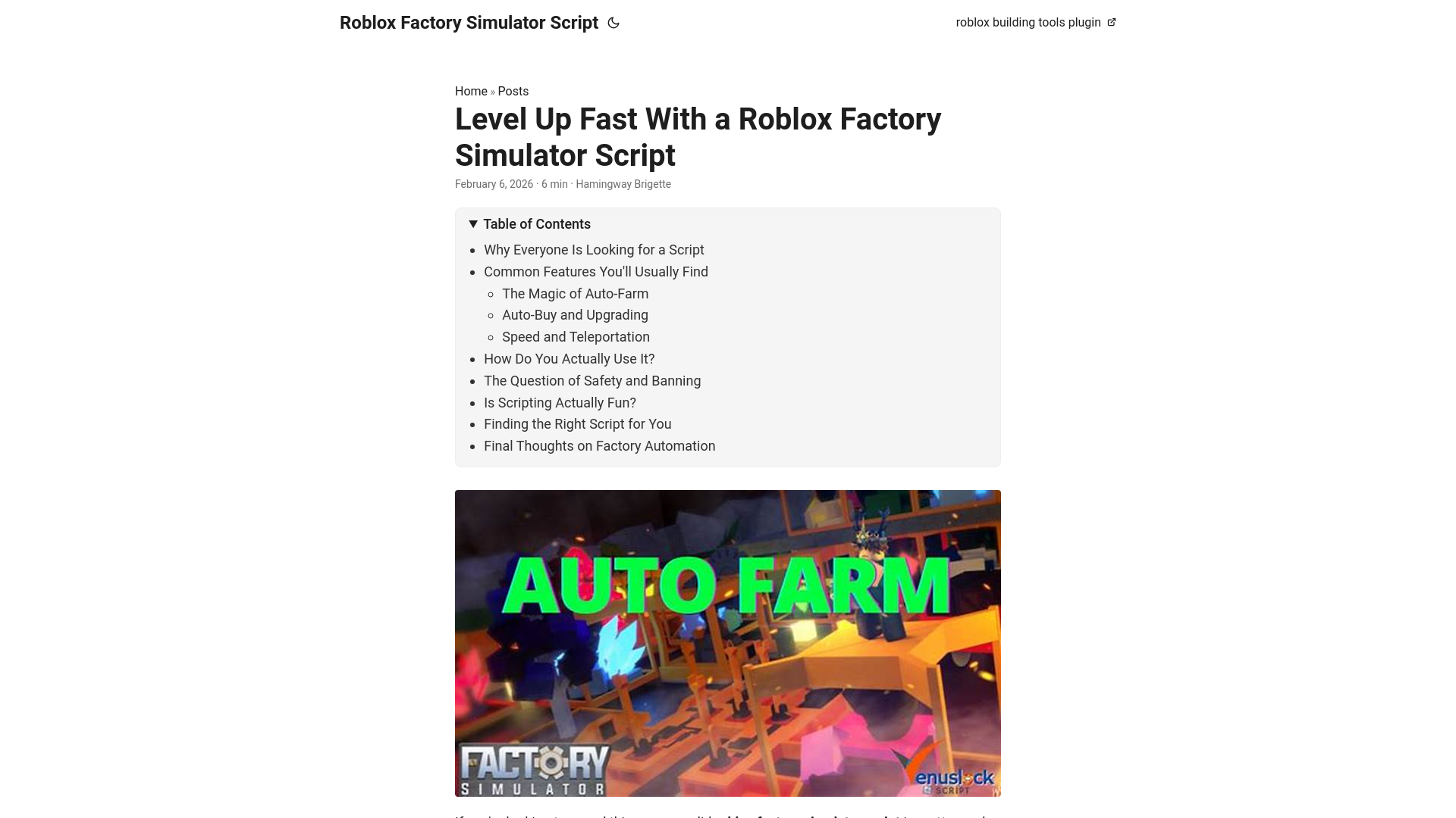 website screenshot of https://roblox-factory-simulator-script.pages.dev/