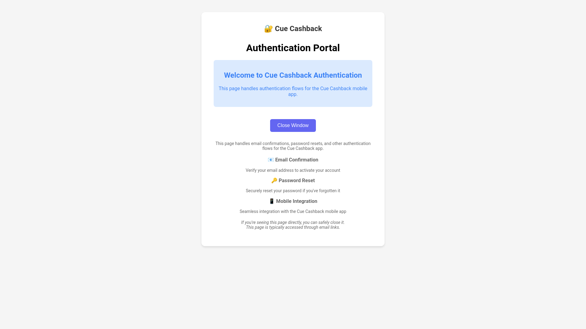 website screenshot of https://cuecashback-auth.pages.dev/