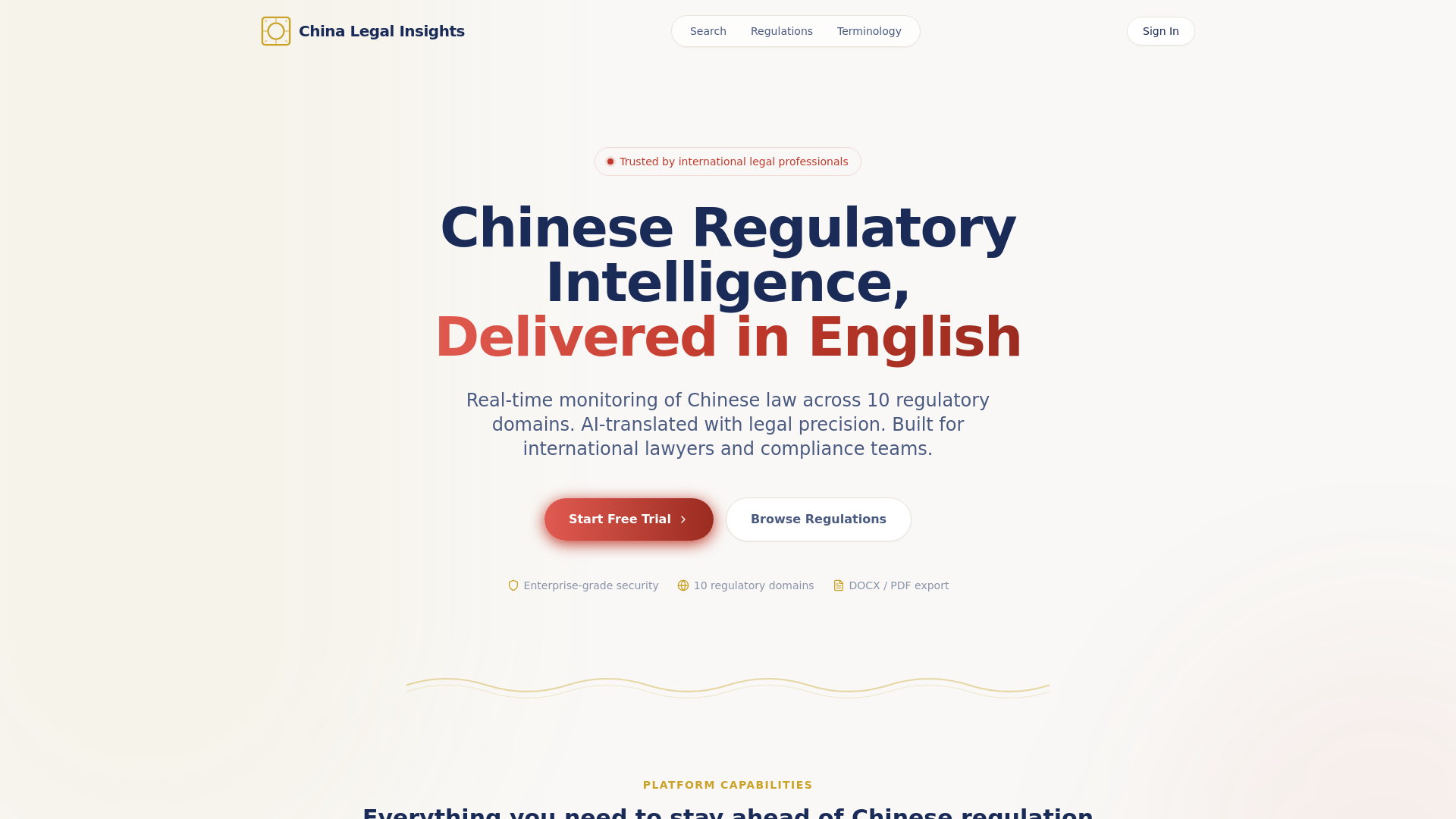 website screenshot of https://chinalegalintel.com