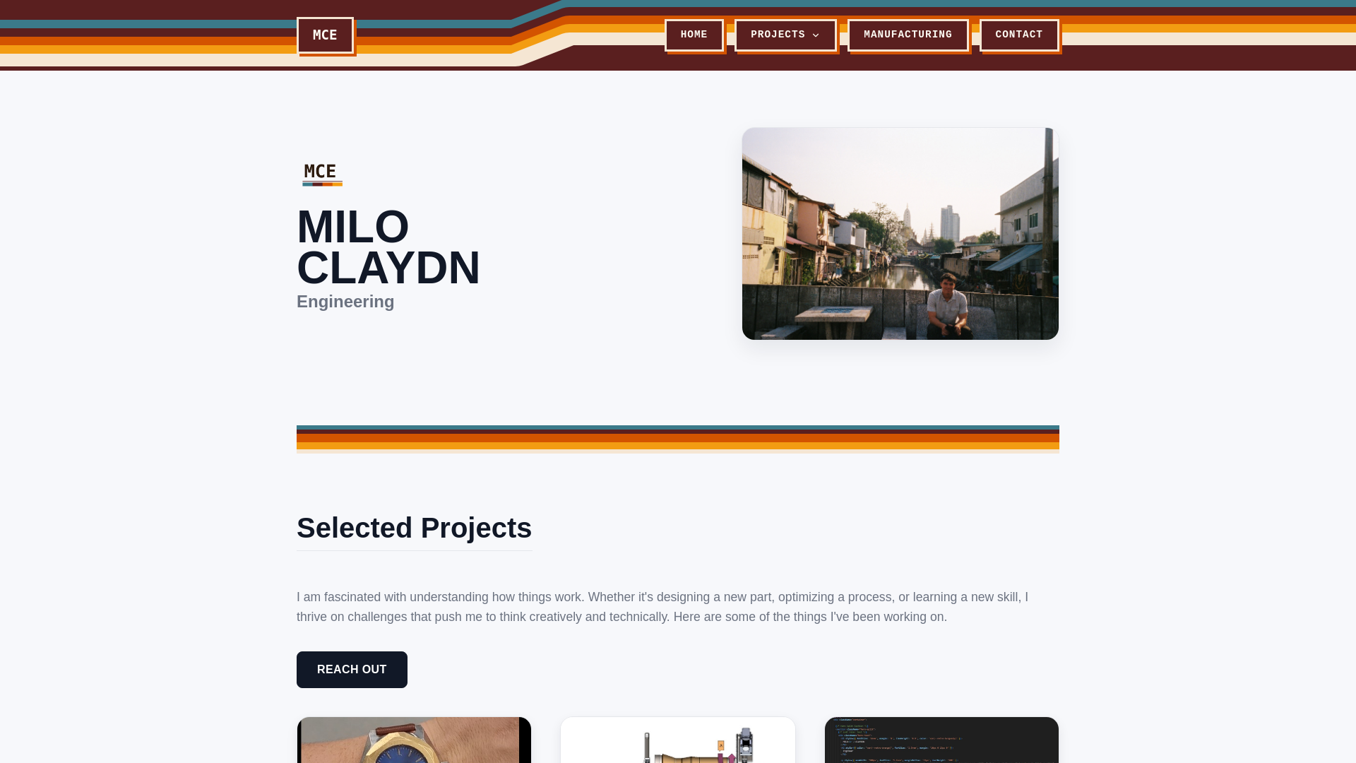website screenshot of https://miloclaydonengineering.ca/