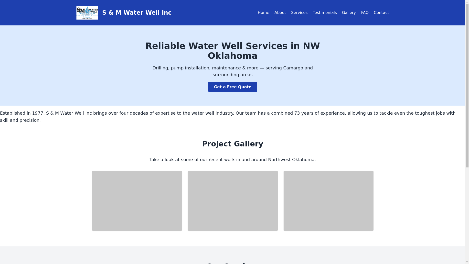 website screenshot of https://smwaterwell.com/