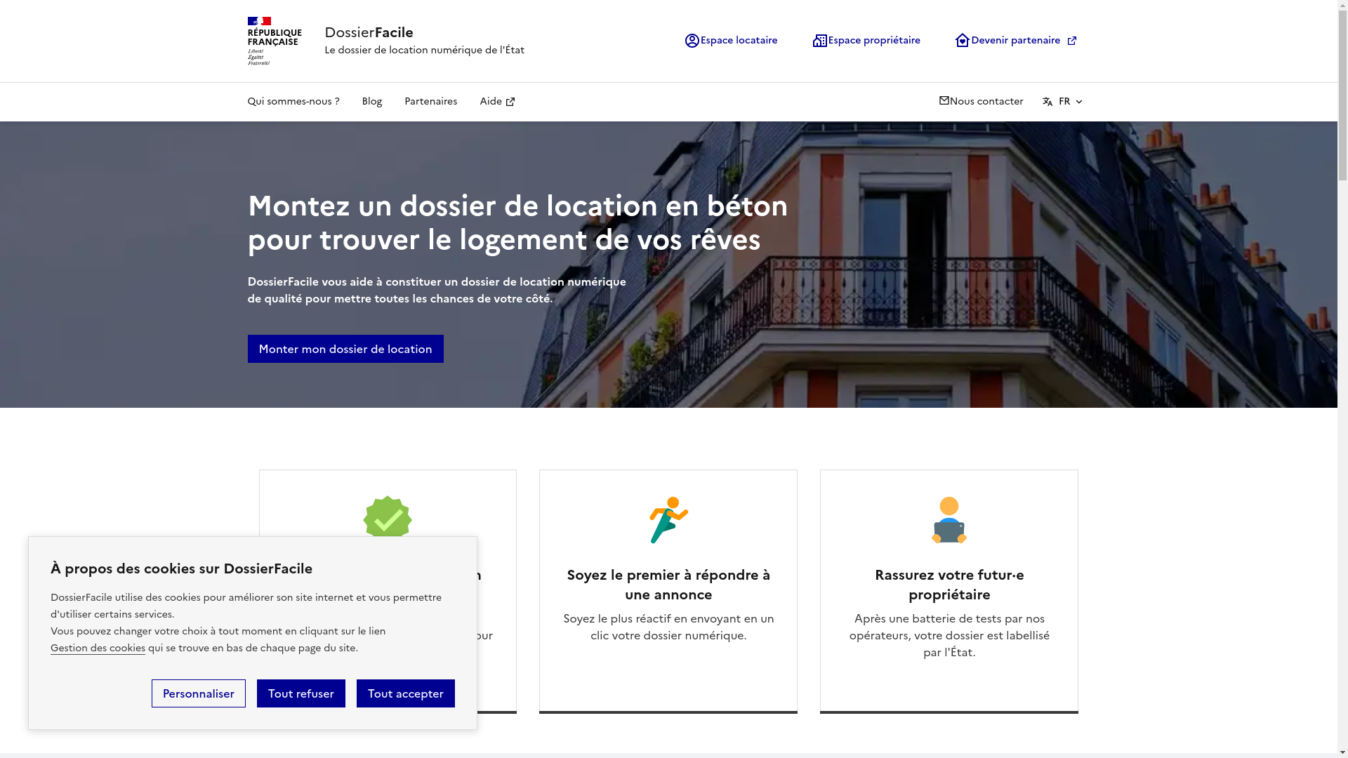 website screenshot of https://dossierlocation.org/