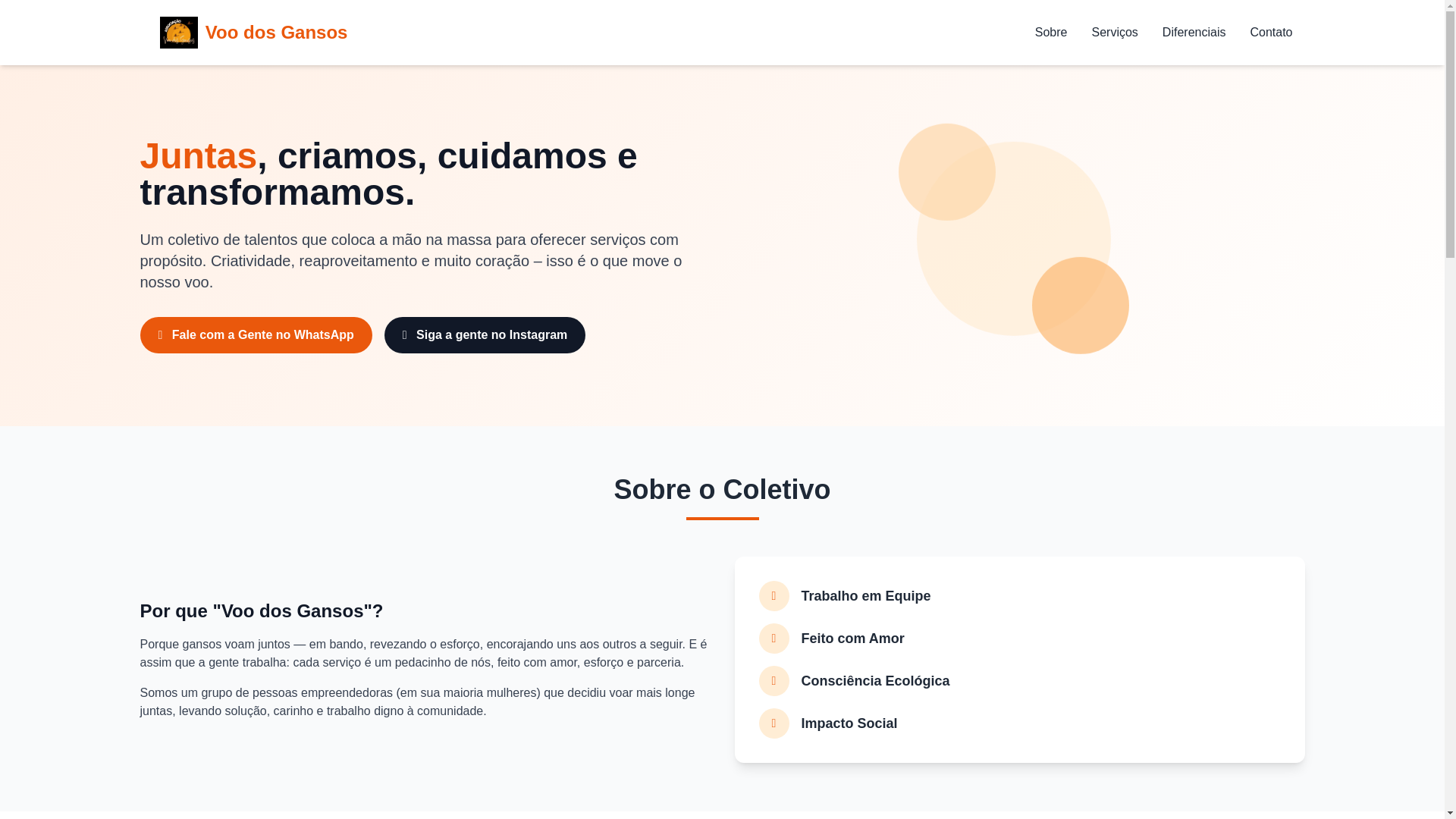 website screenshot of https://associacaovoodosgansos.com.br/
