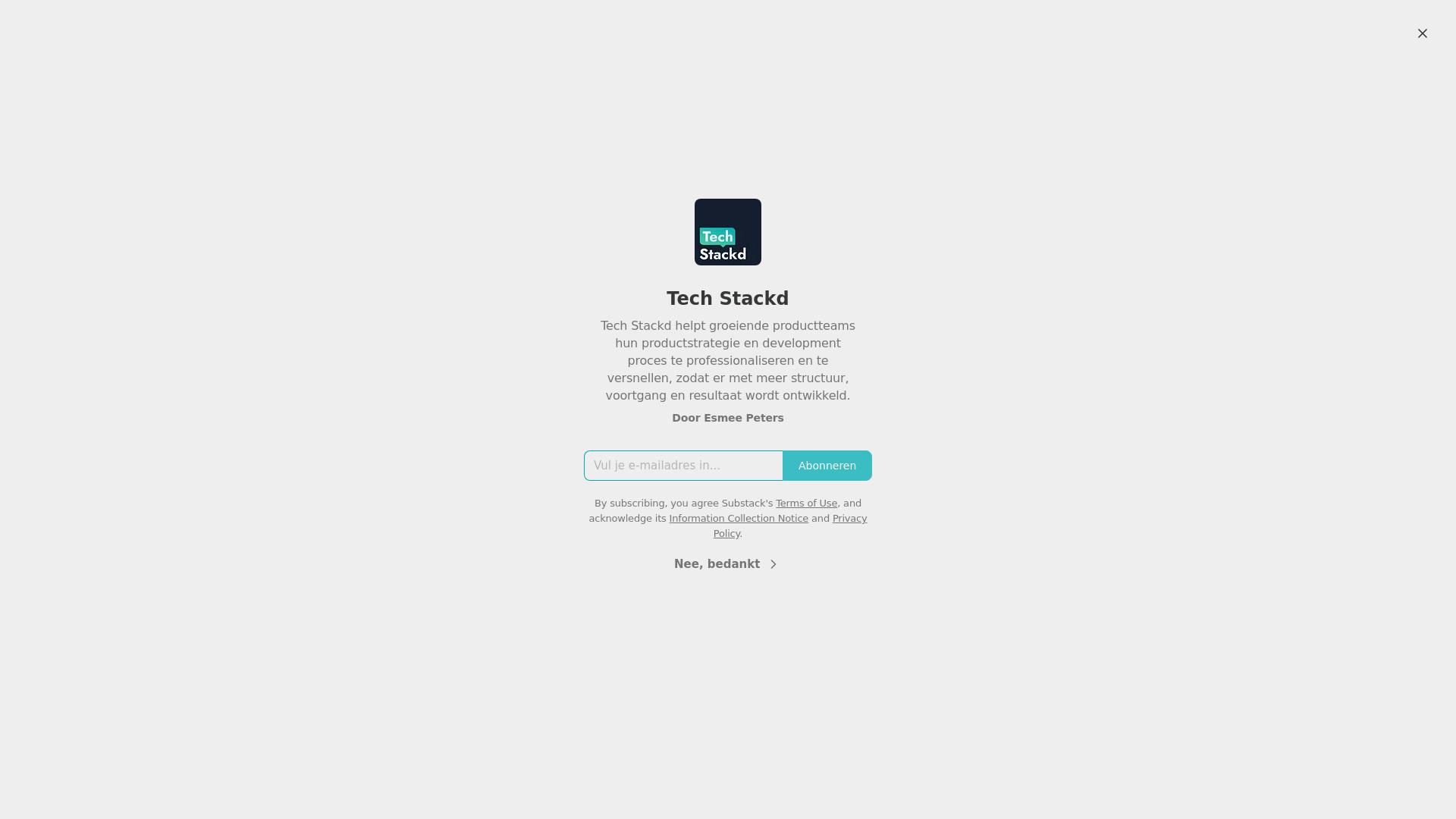 website screenshot of https://techstackd.nl