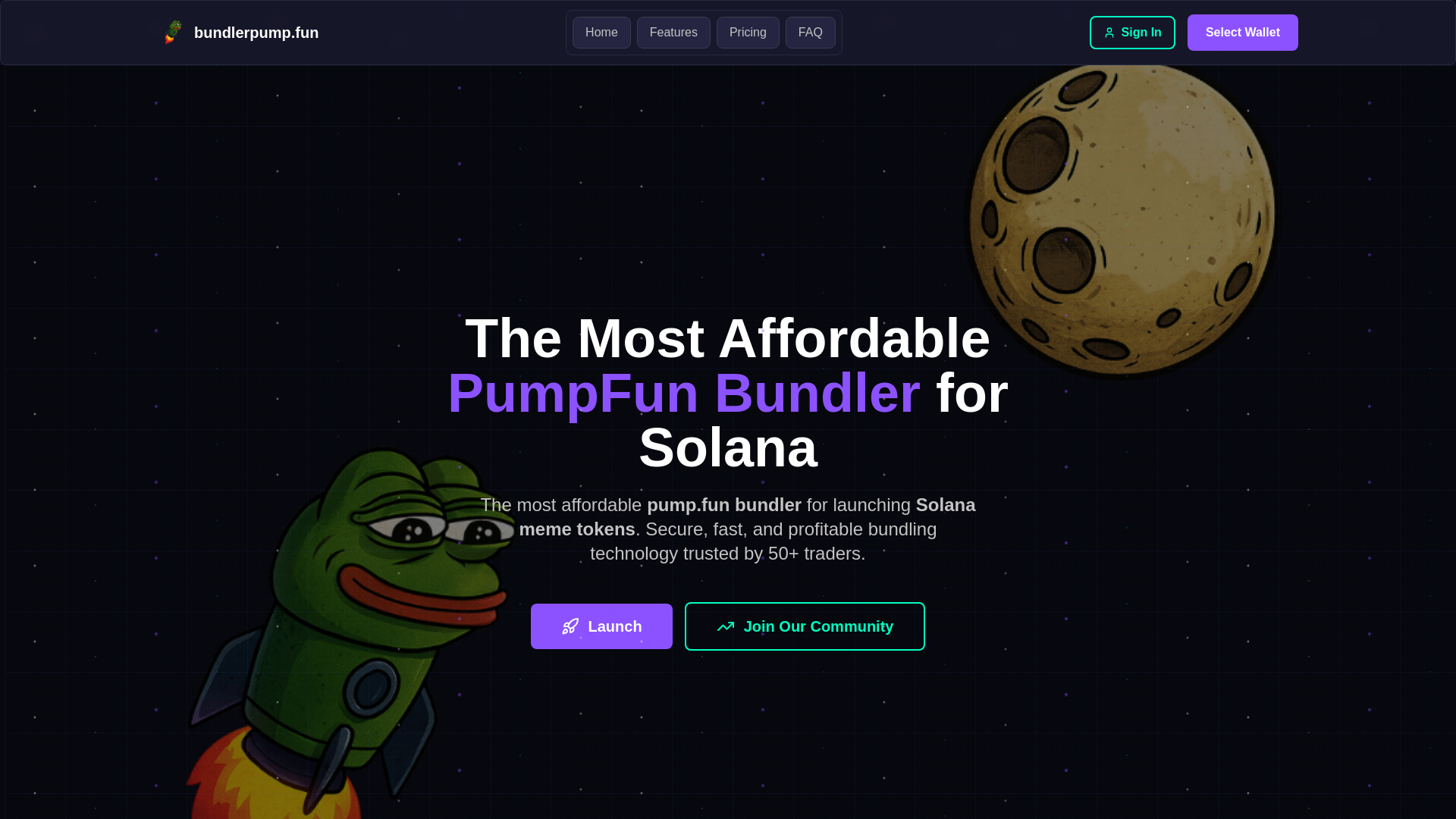 website screenshot of https://bundlerpump.fun/