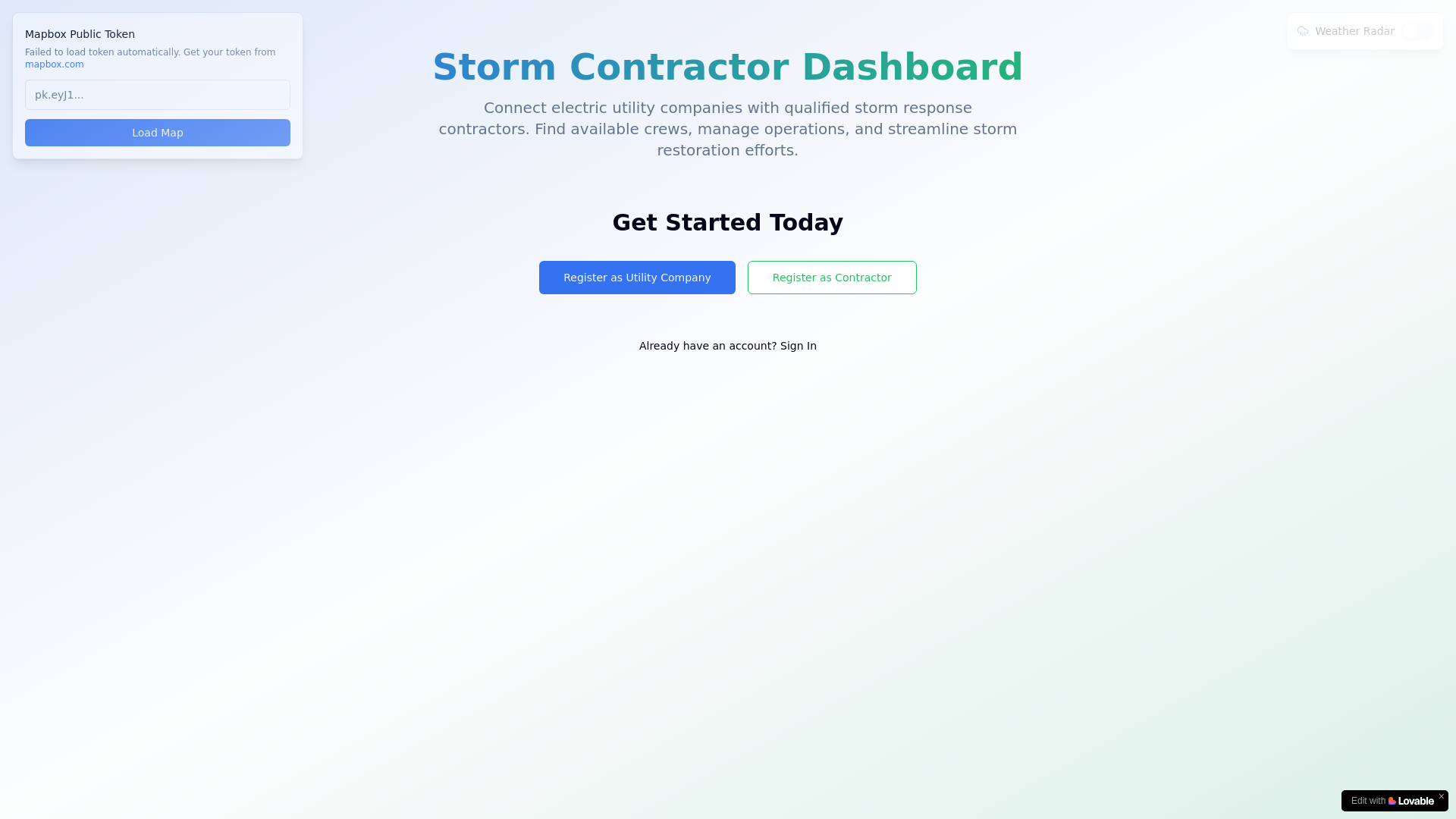website screenshot of https://utilitystormresources.com/