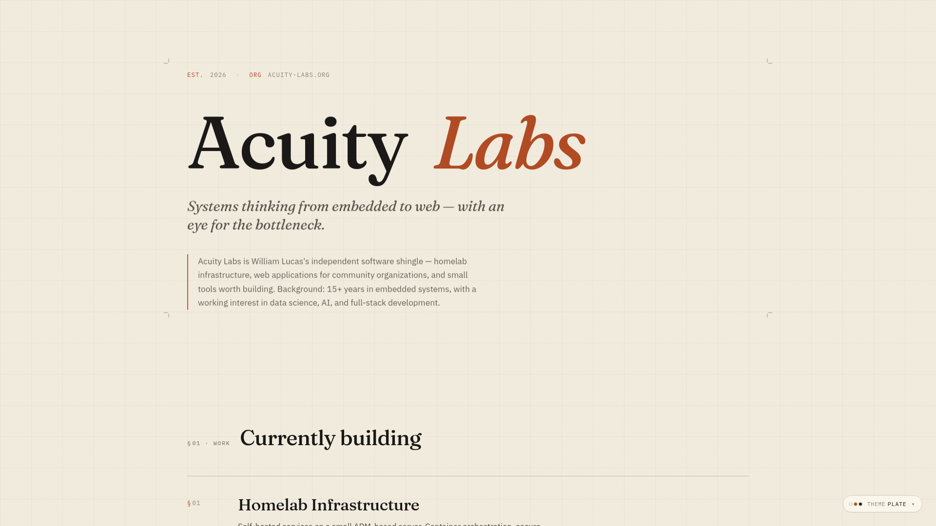 website screenshot of https://acuity-labs.org/