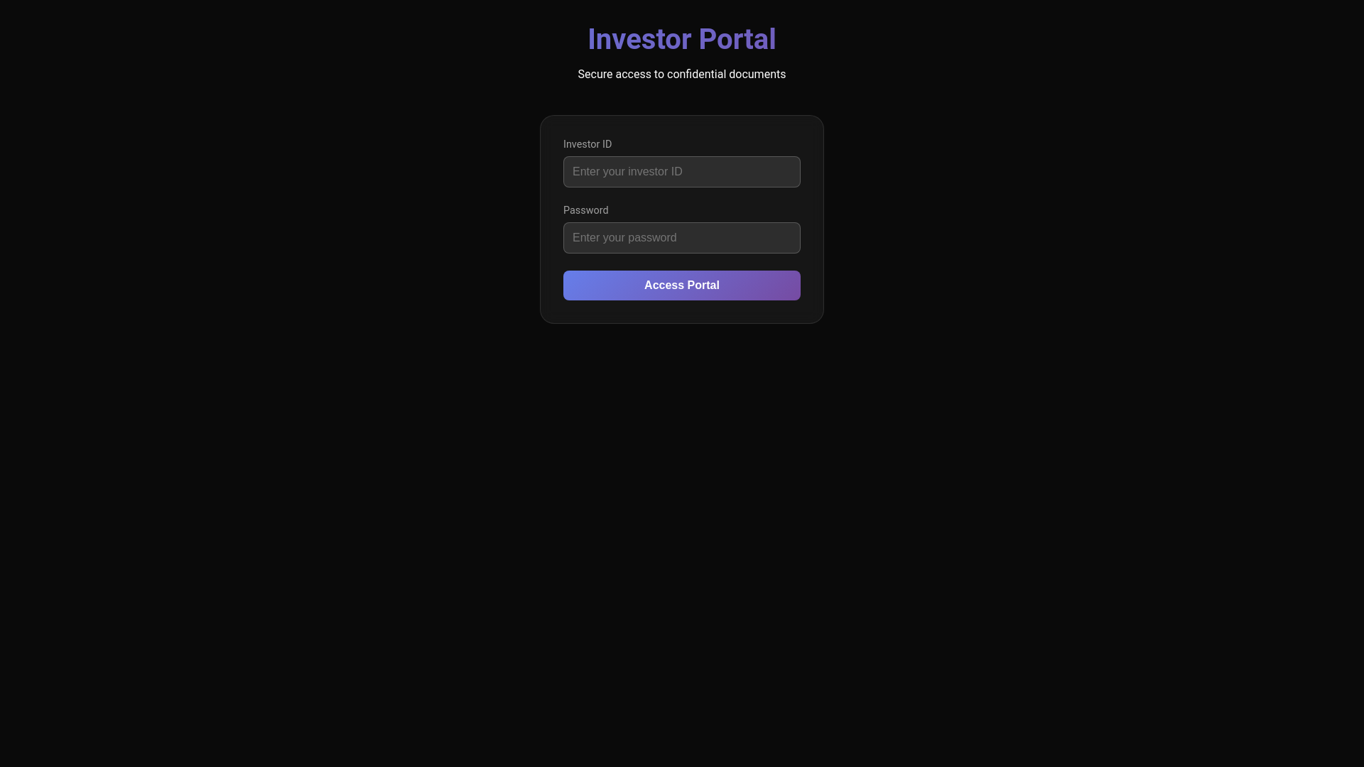 website screenshot of https://investor-portal-ui.pages.dev/