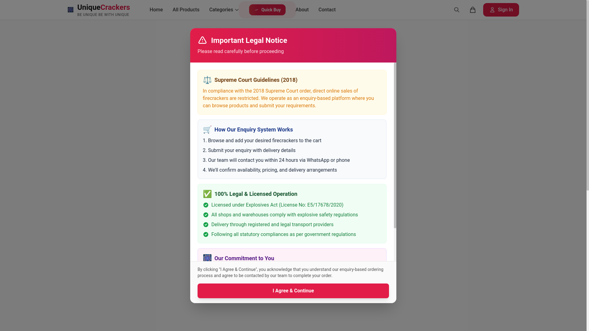 website screenshot of https://firecrackers-store.pages.dev/