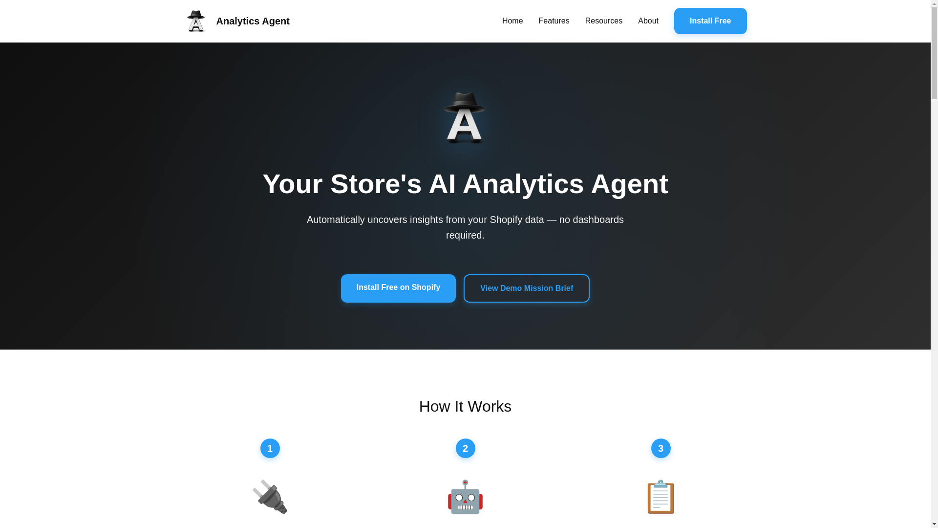 website screenshot of https://analytics-agent-marketing-site.pages.dev/