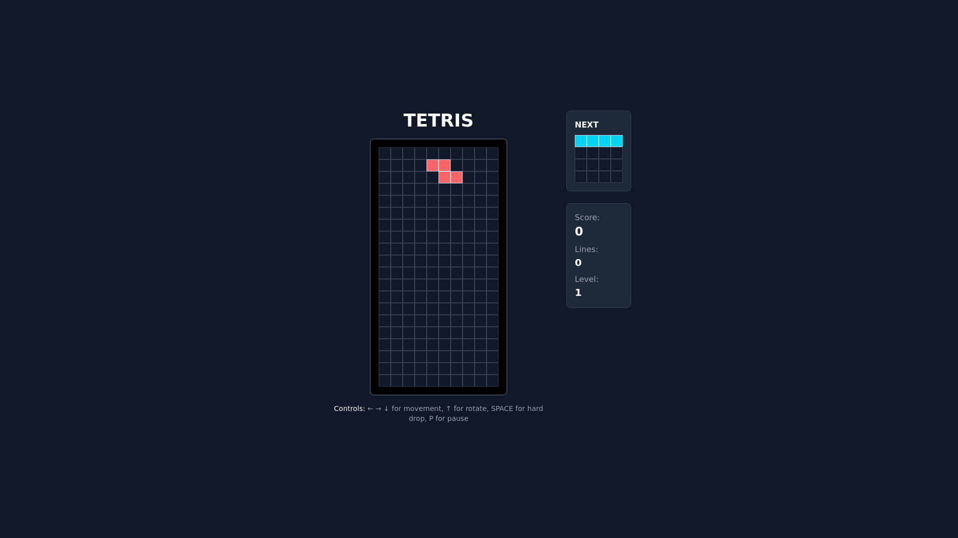 website screenshot of https://tetris-game-on-remote.pages.dev/