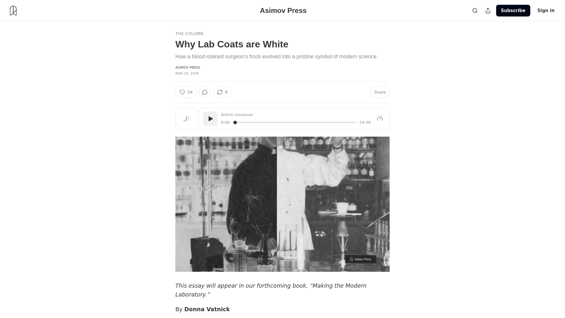 website screenshot of https://www.asimov.press/p/lab-coat