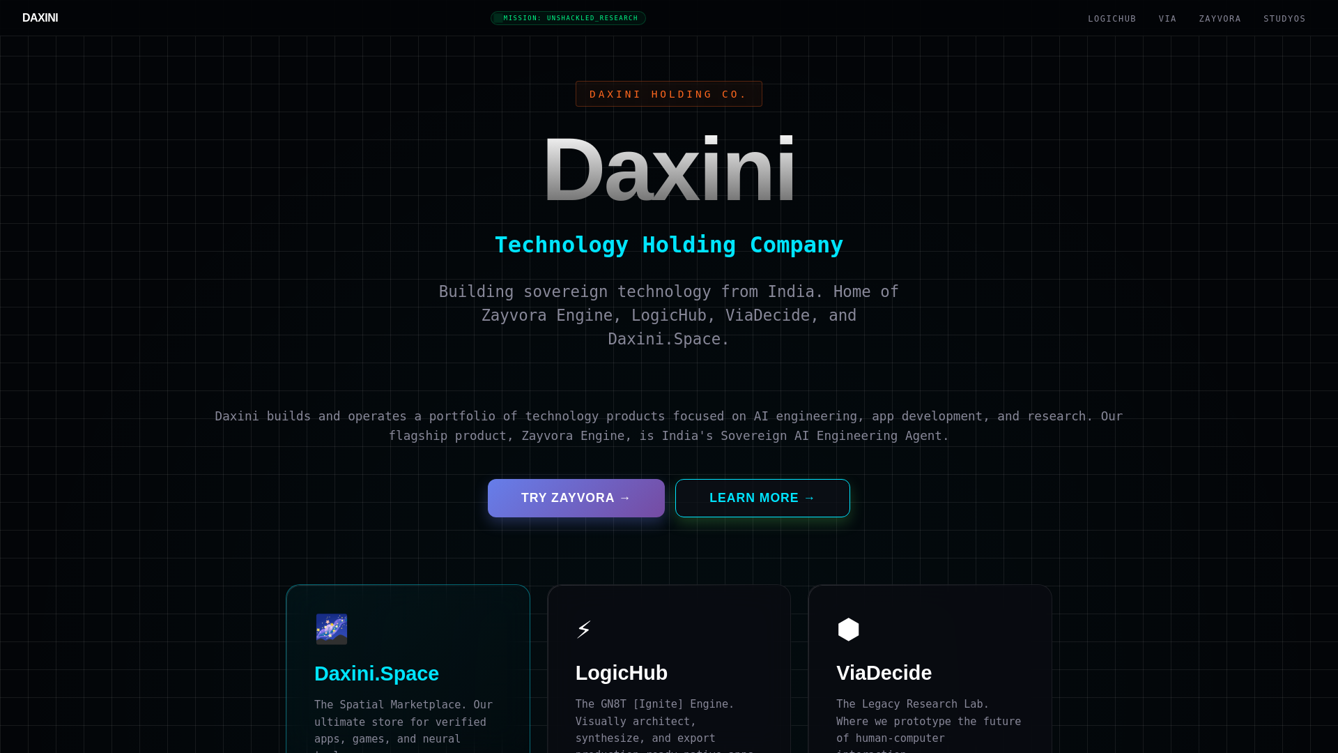 website screenshot of https://daxini.xyz/