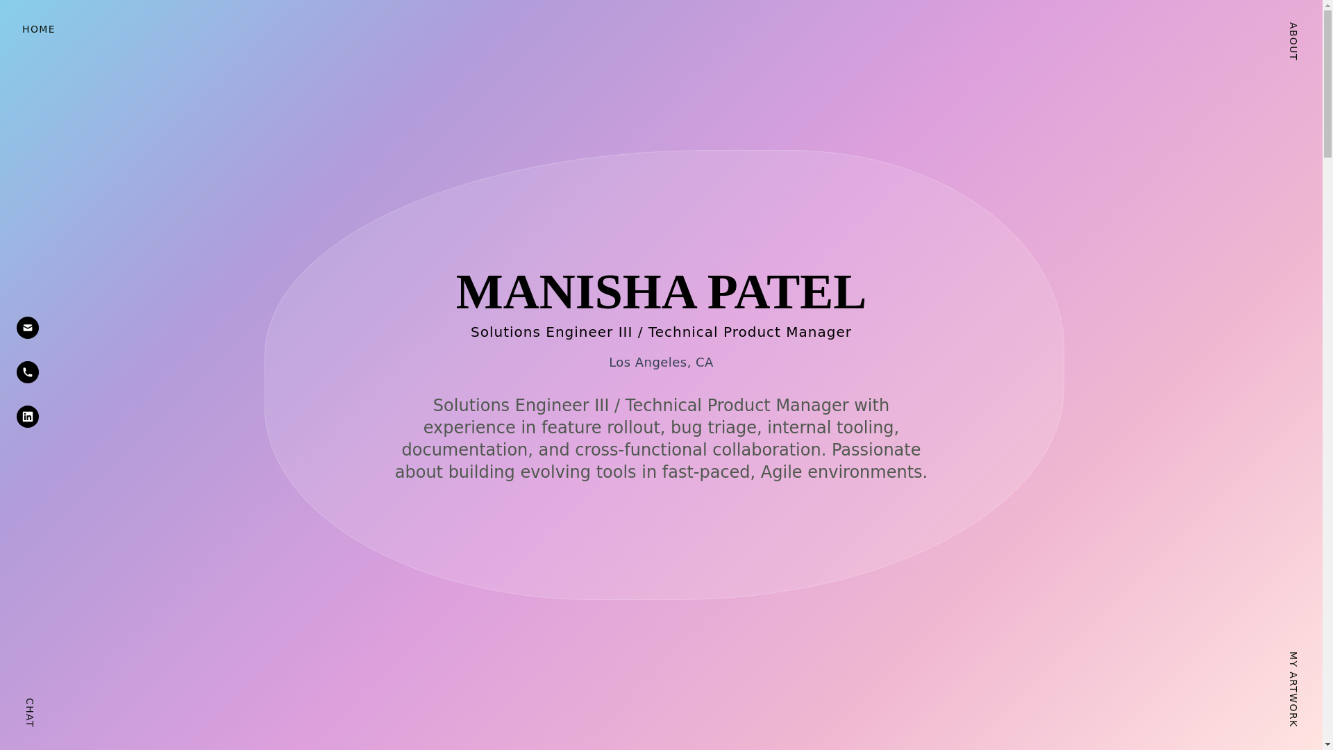 website screenshot of https://manishapatt.io/