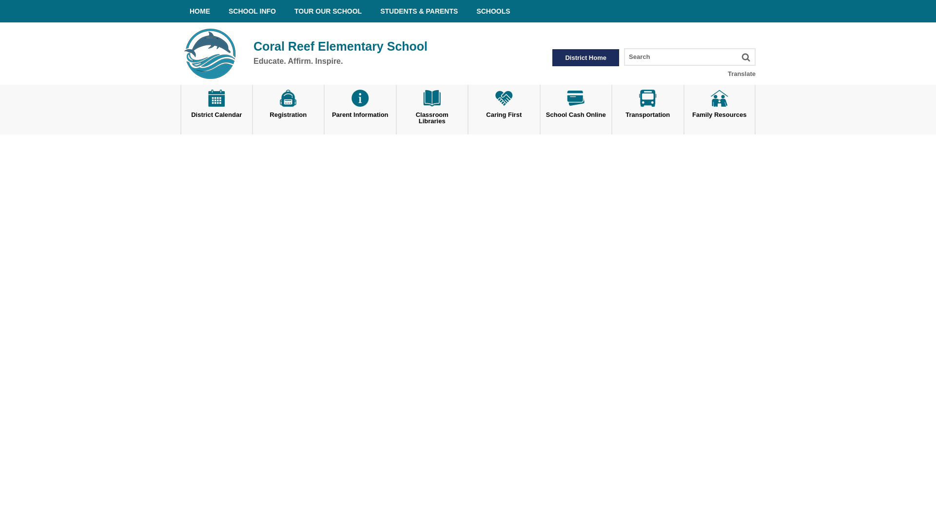 website screenshot of https://coralreefelementaryschool.org/