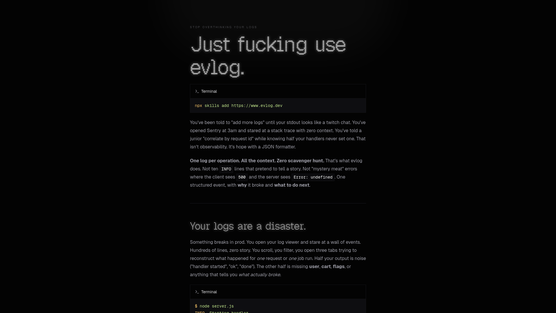 website screenshot of https://justfuckinguseevlog.com