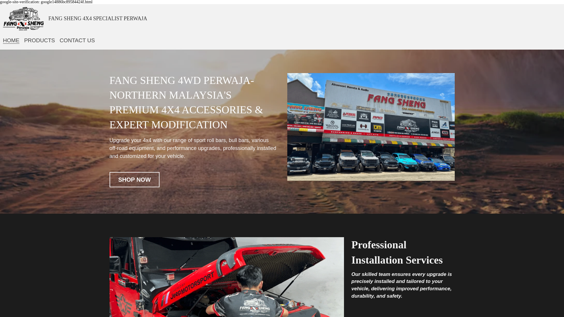 website screenshot of https://fangsheng4x4specialistperwaja.com