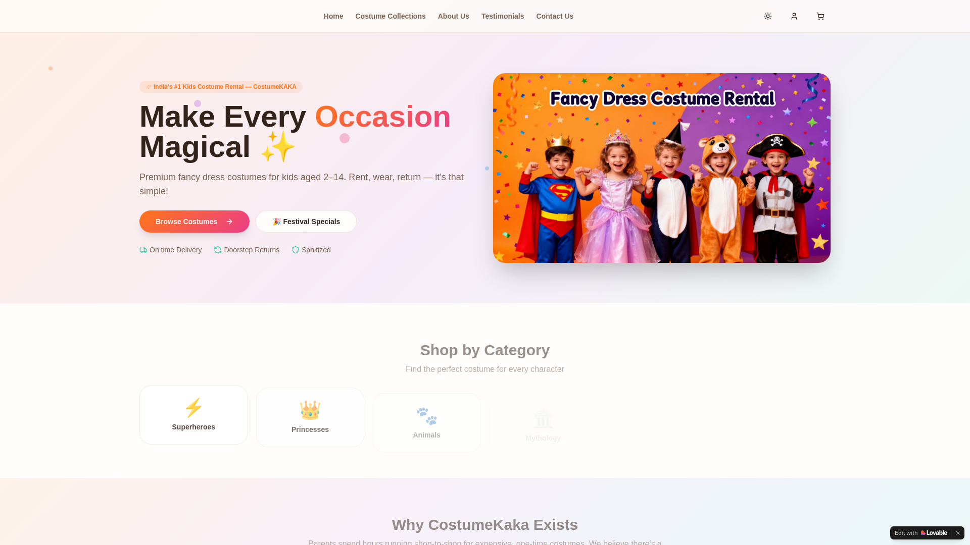 website screenshot of https://costumekaka.com