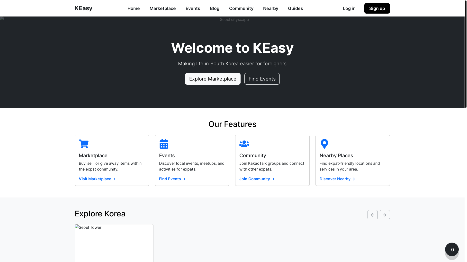 website screenshot of https://koreaeasy.org/
