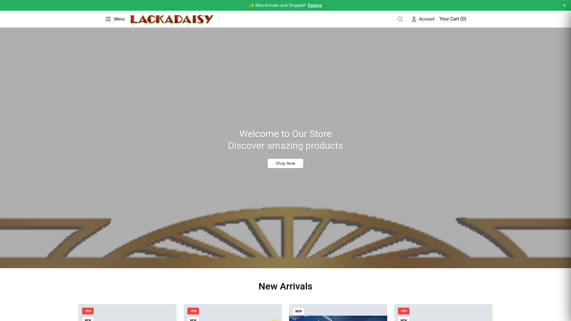 website screenshot of https://getlackadaisy.shop/