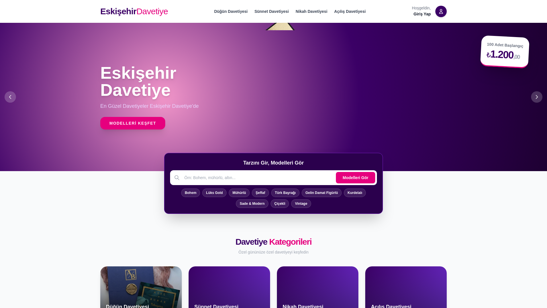 website screenshot of https://eskisehirdavetiye.com.tr