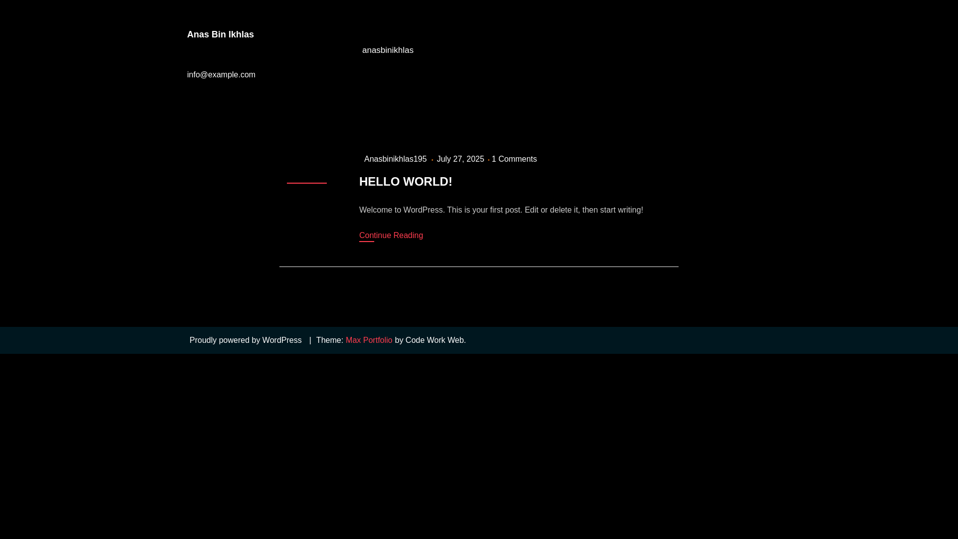 website screenshot of https://anasbinikhlas.online/