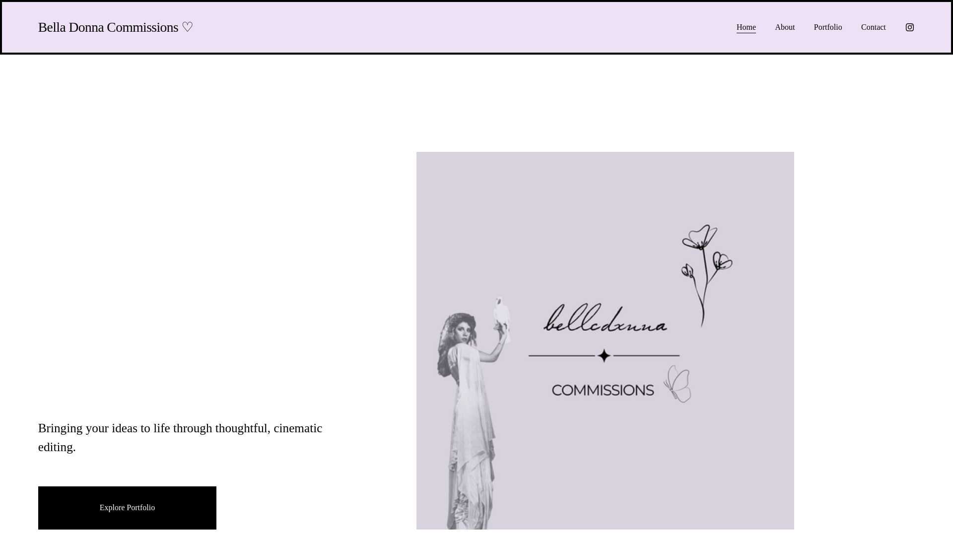 website screenshot of https://belladonnacommissions.co.uk/