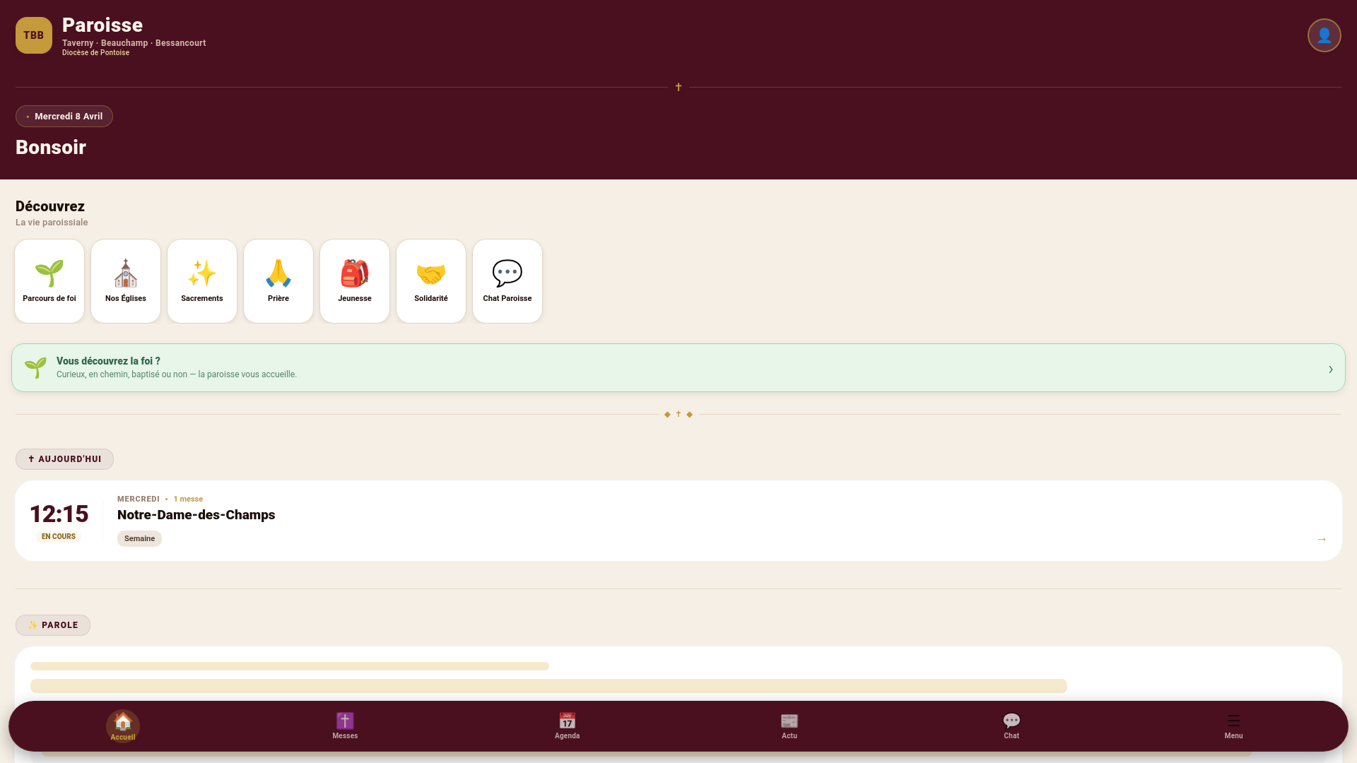 website screenshot of https://paroissetbb95.com/