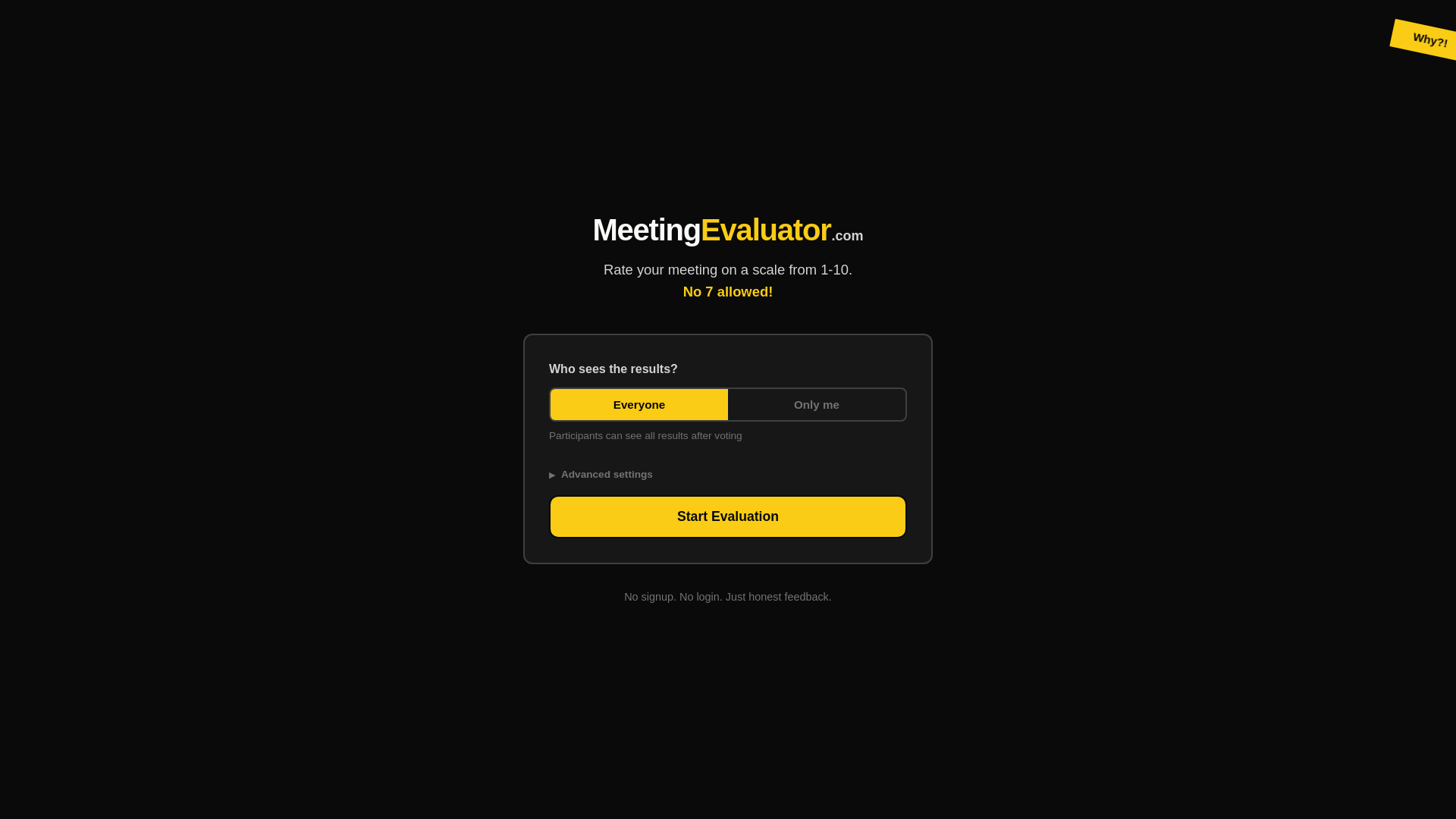website screenshot of https://meetingevaluator.com