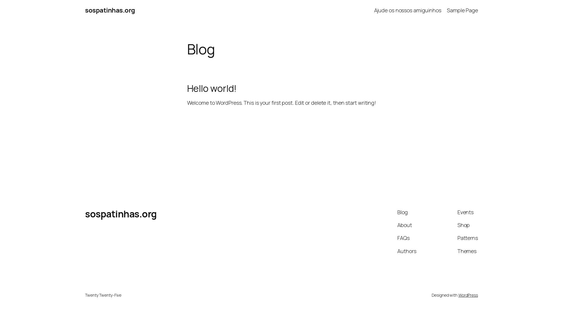 website screenshot of https://sospatinhas.org/