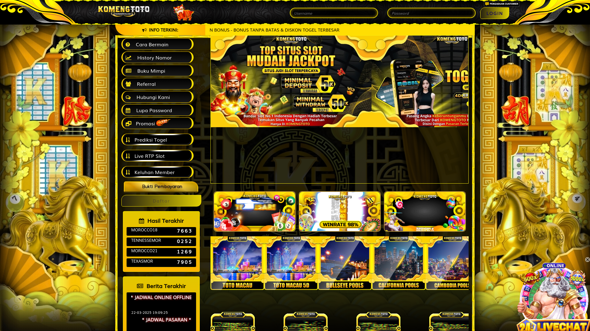 website screenshot of https://komengtotobet.com/