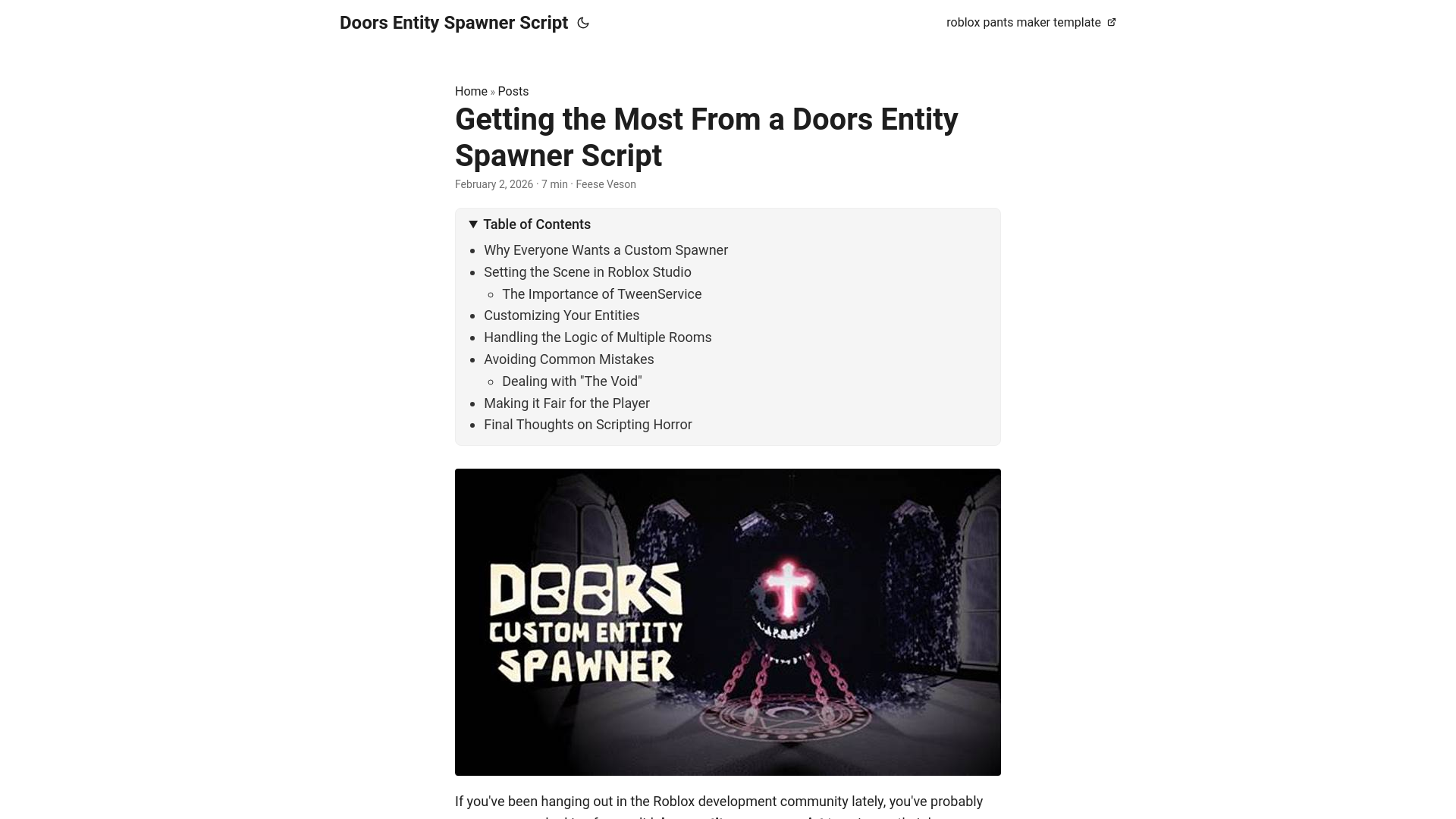 website screenshot of https://doors-entity-spawner-script.pages.dev/