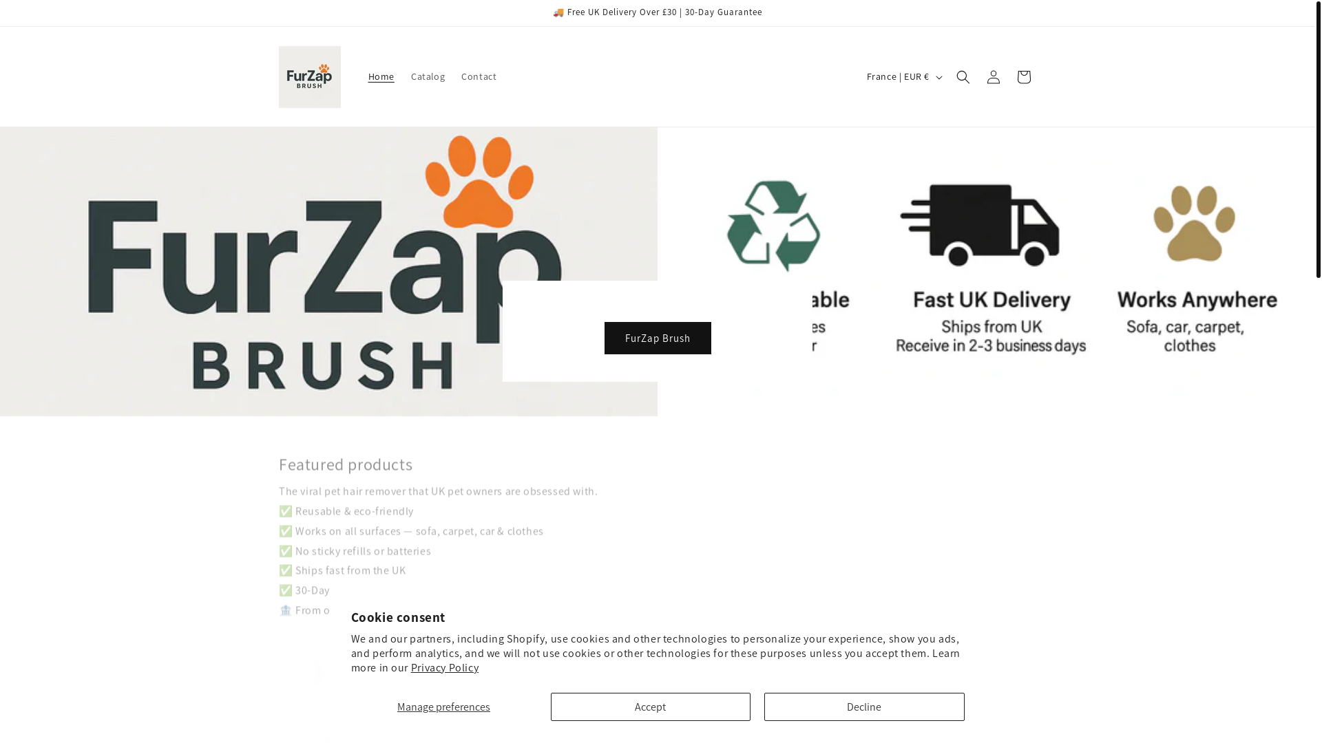 website screenshot of https://furzapbrush.store/