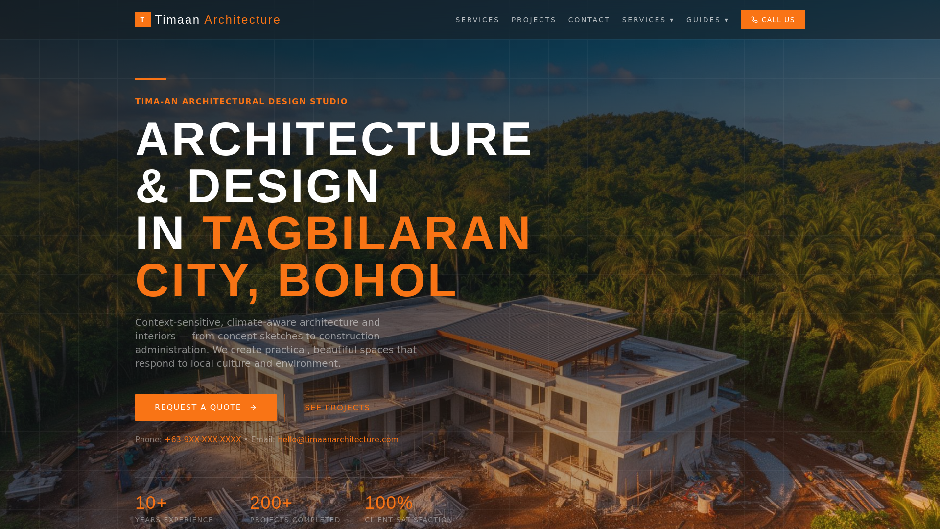website screenshot of https://timaanarchitecture.com/