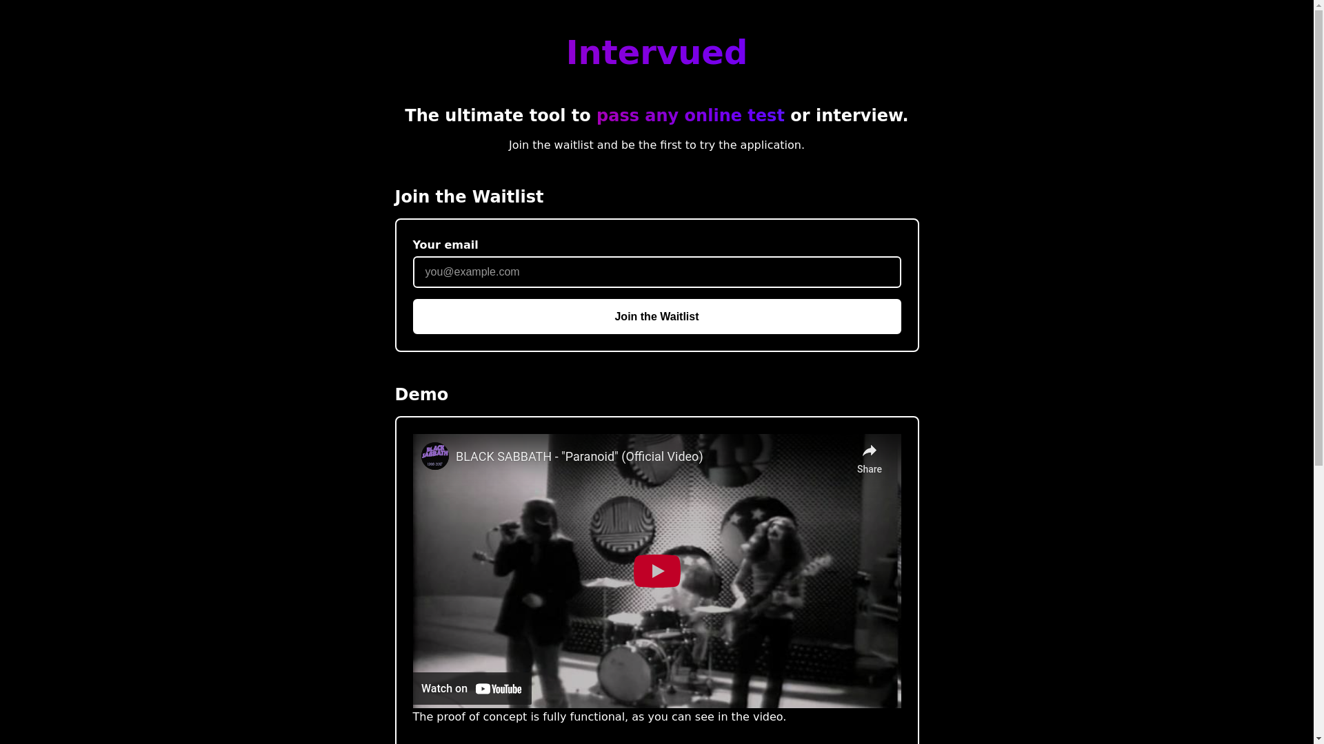 website screenshot of https://intervued.io/