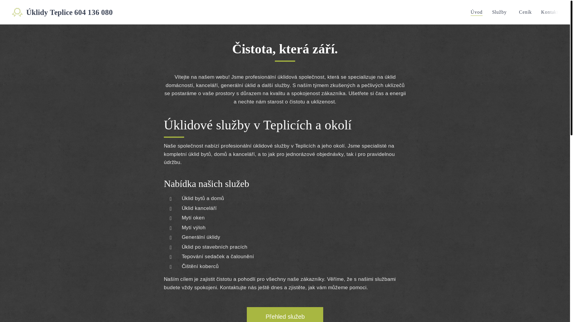 website screenshot of https://uklidy-teplice.cz/