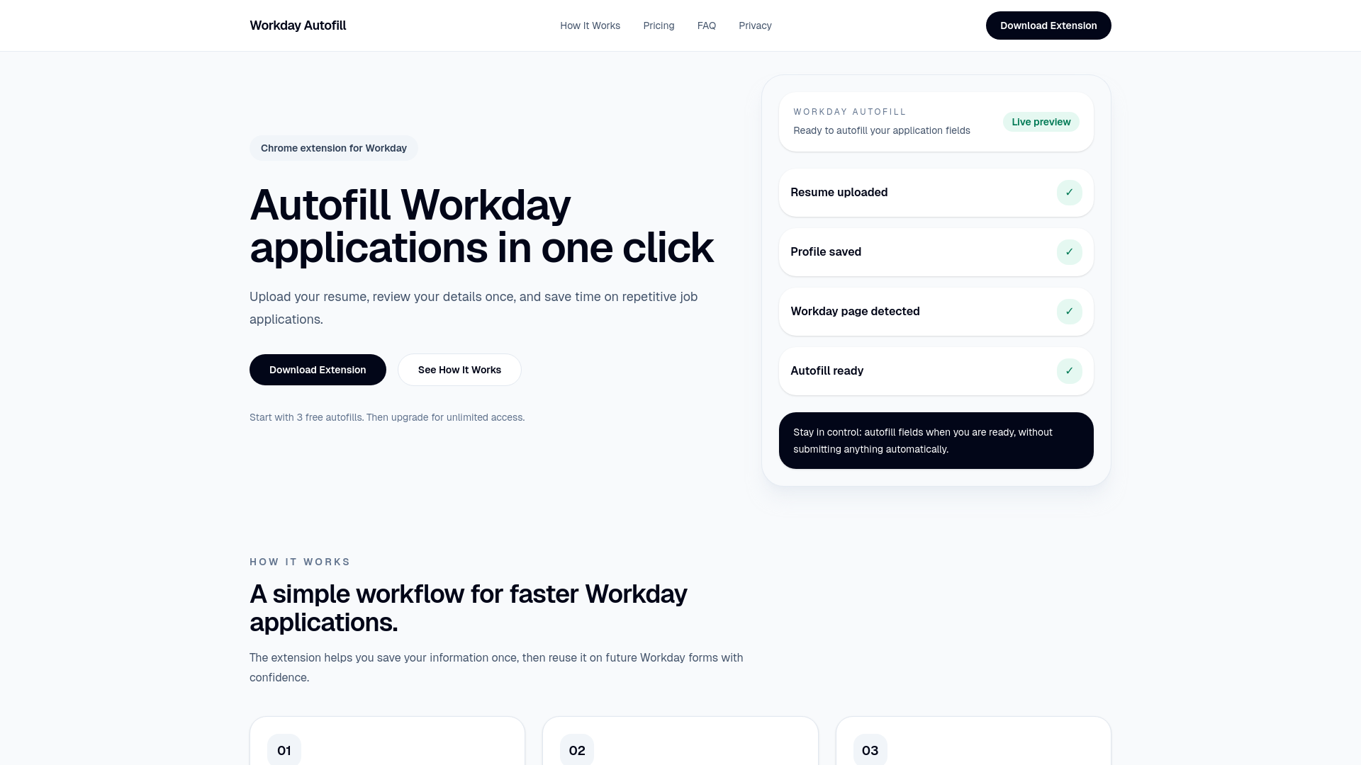 website screenshot of https://workdayautofill.com