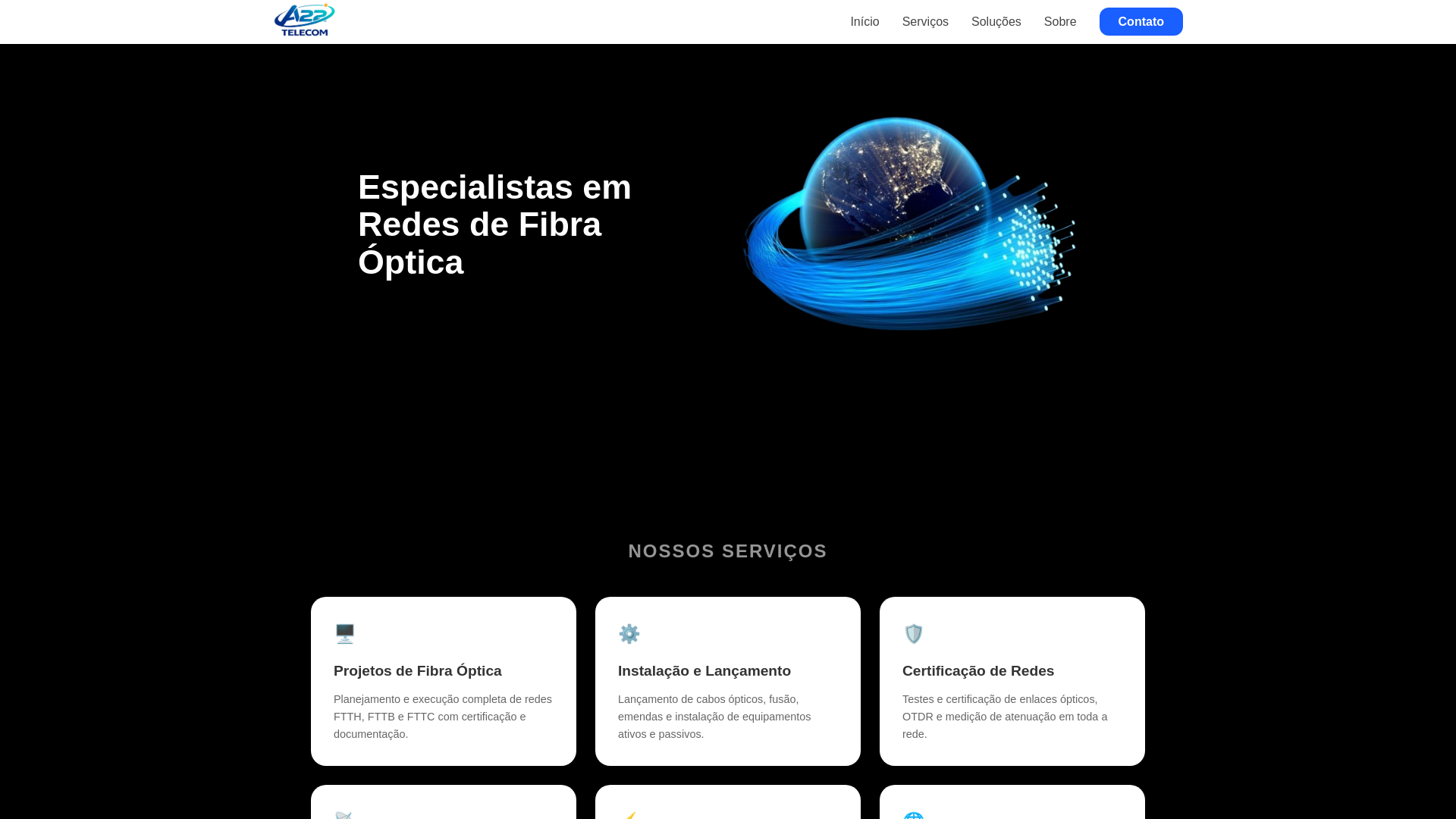 website screenshot of https://a22telecom.com.br