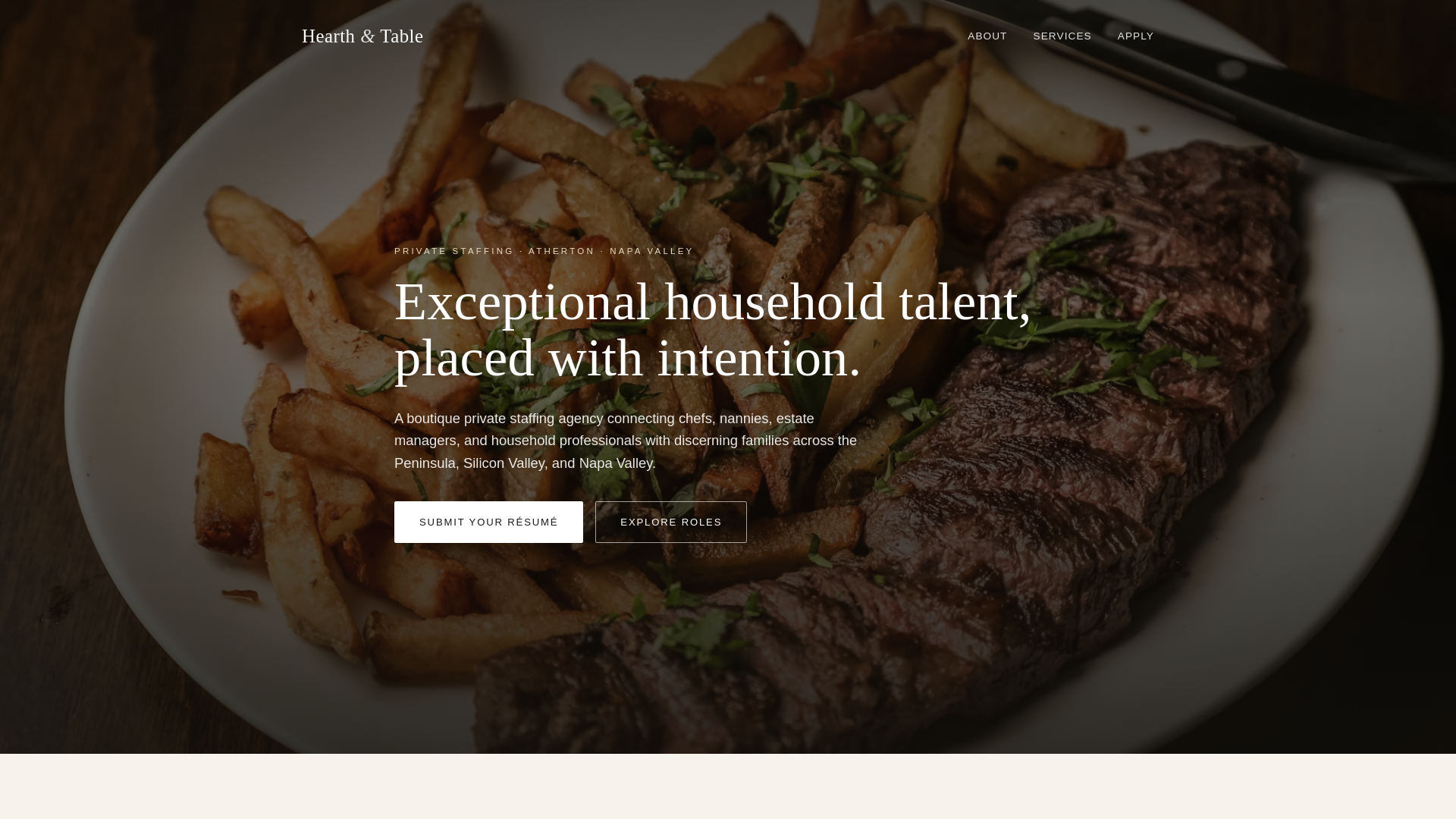 website screenshot of https://hearthandtablestaffing.com/