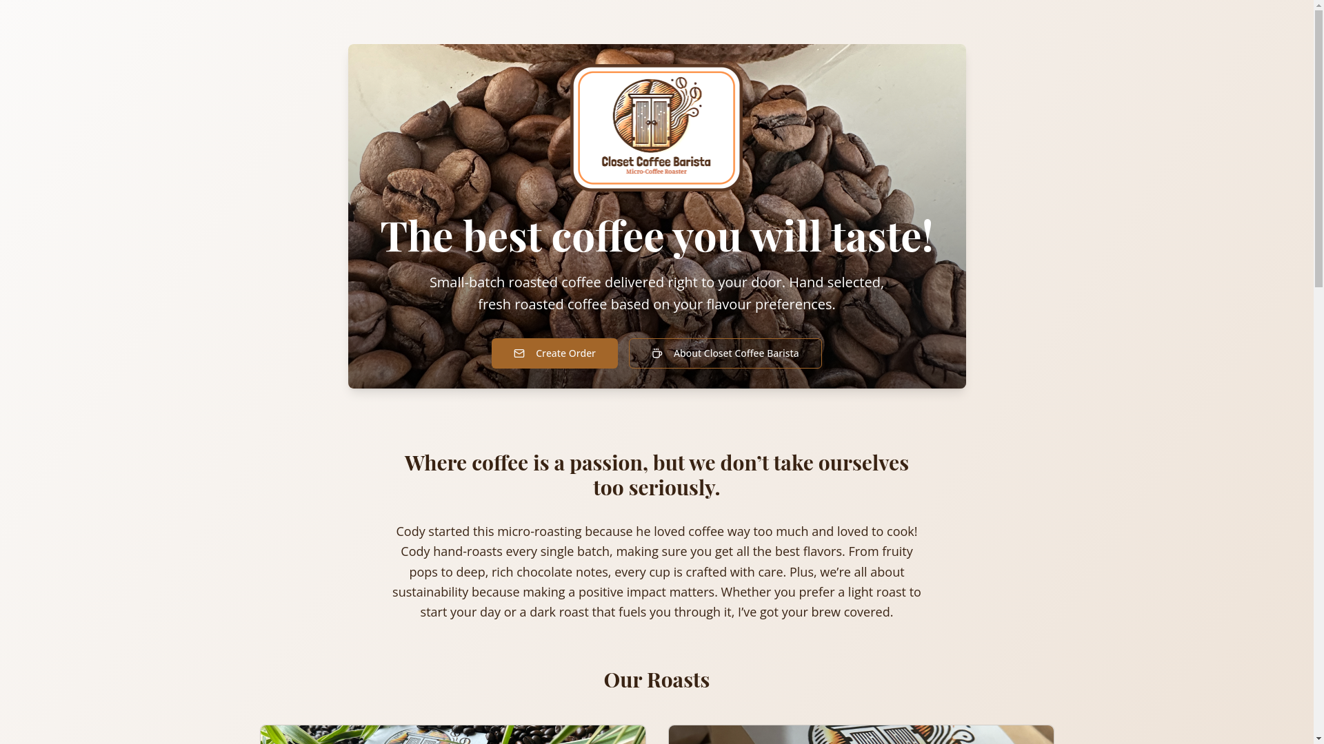 website screenshot of https://closetcoffeebarista.com/