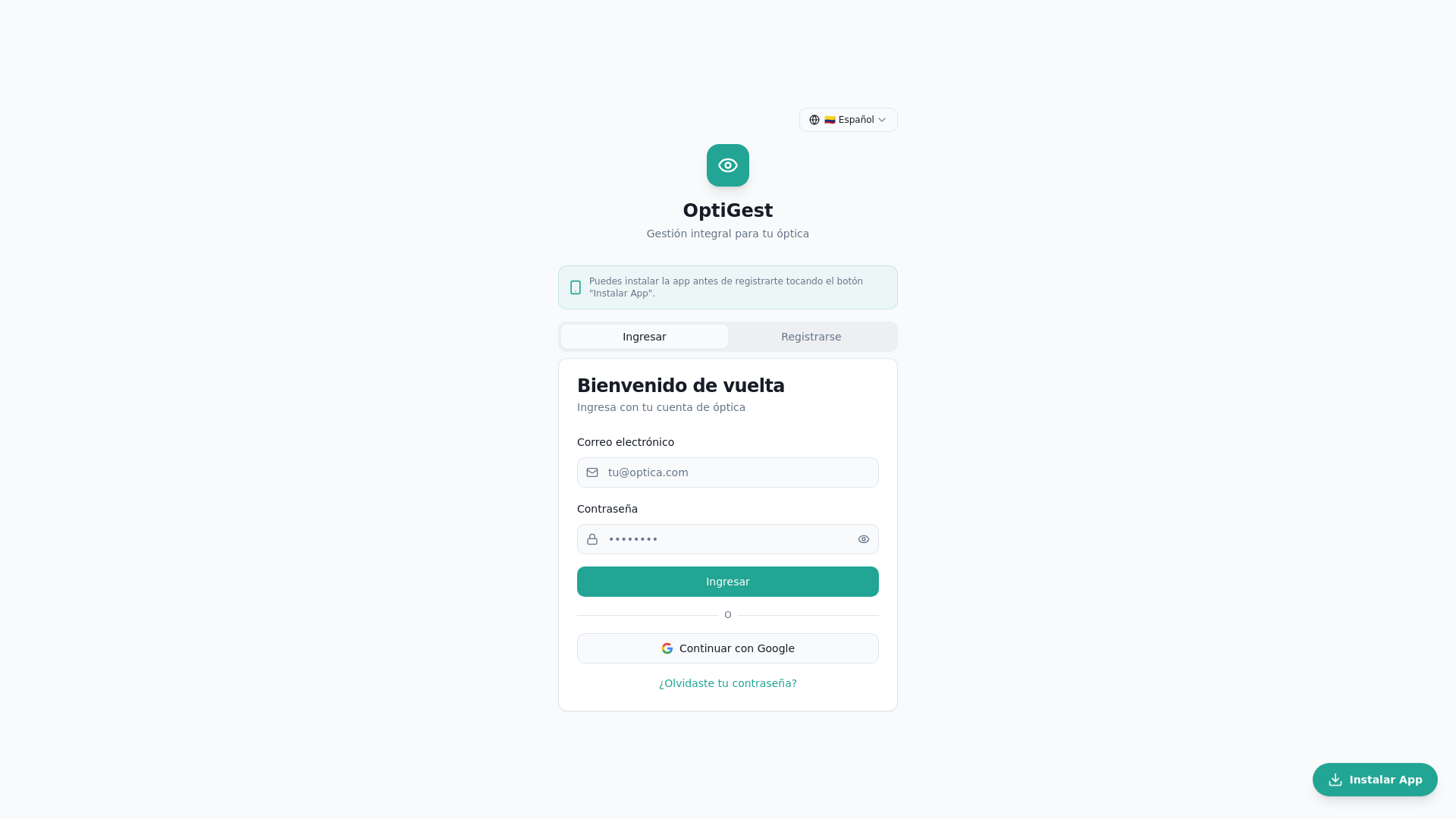 website screenshot of https://optigestapp.com