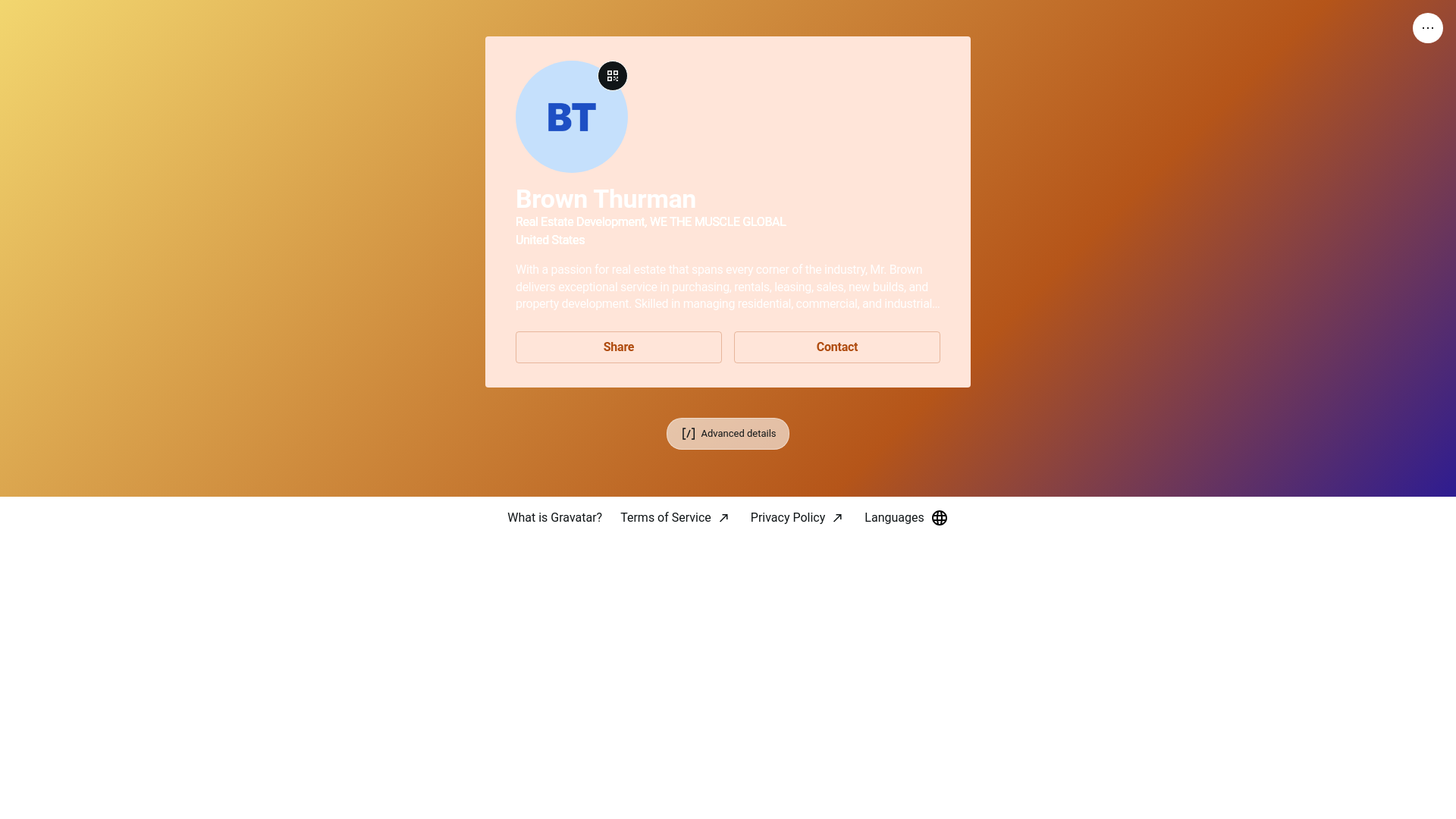 website screenshot of https://brownthurman.world/