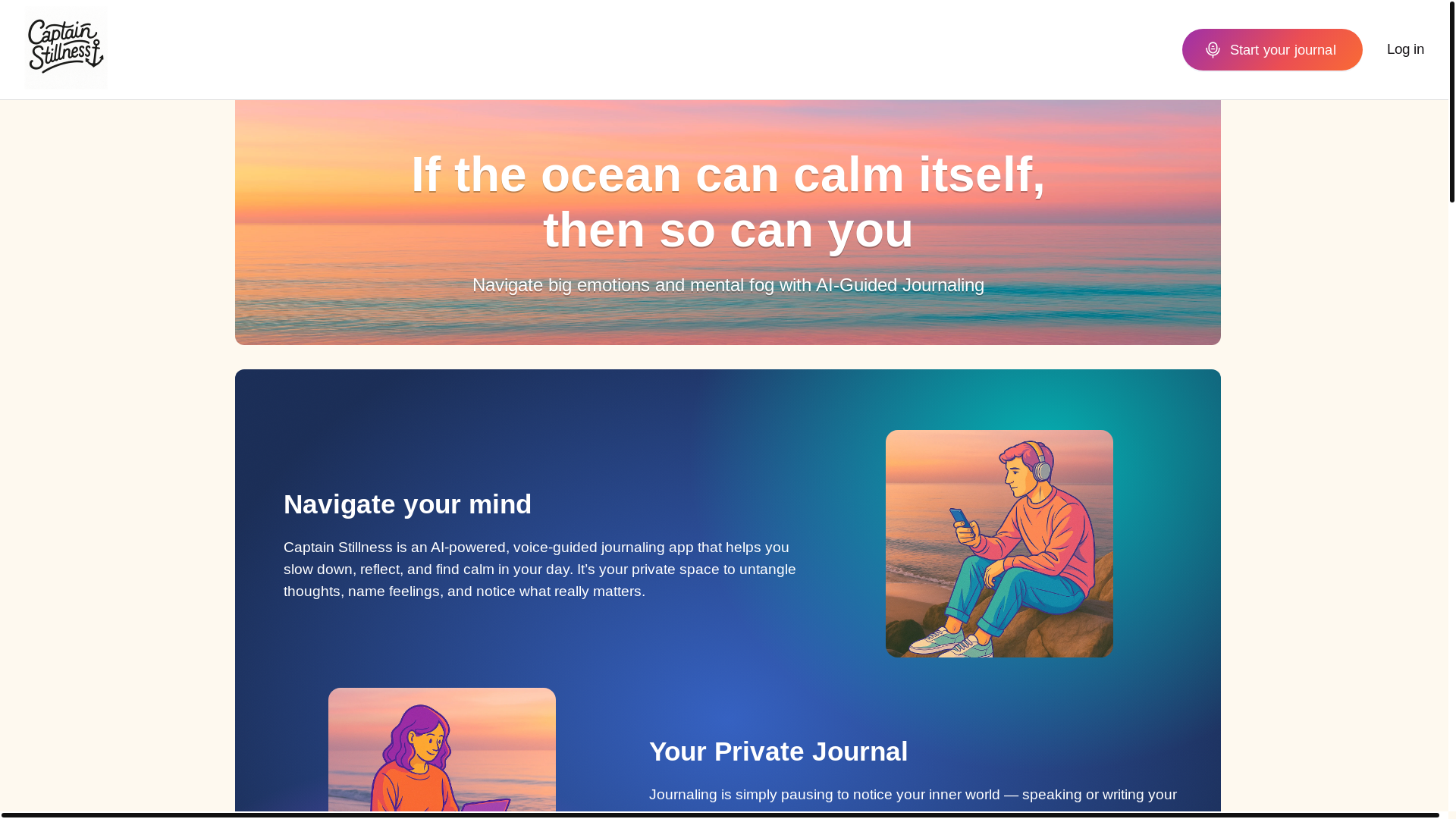 website screenshot of https://captainstillness.app/