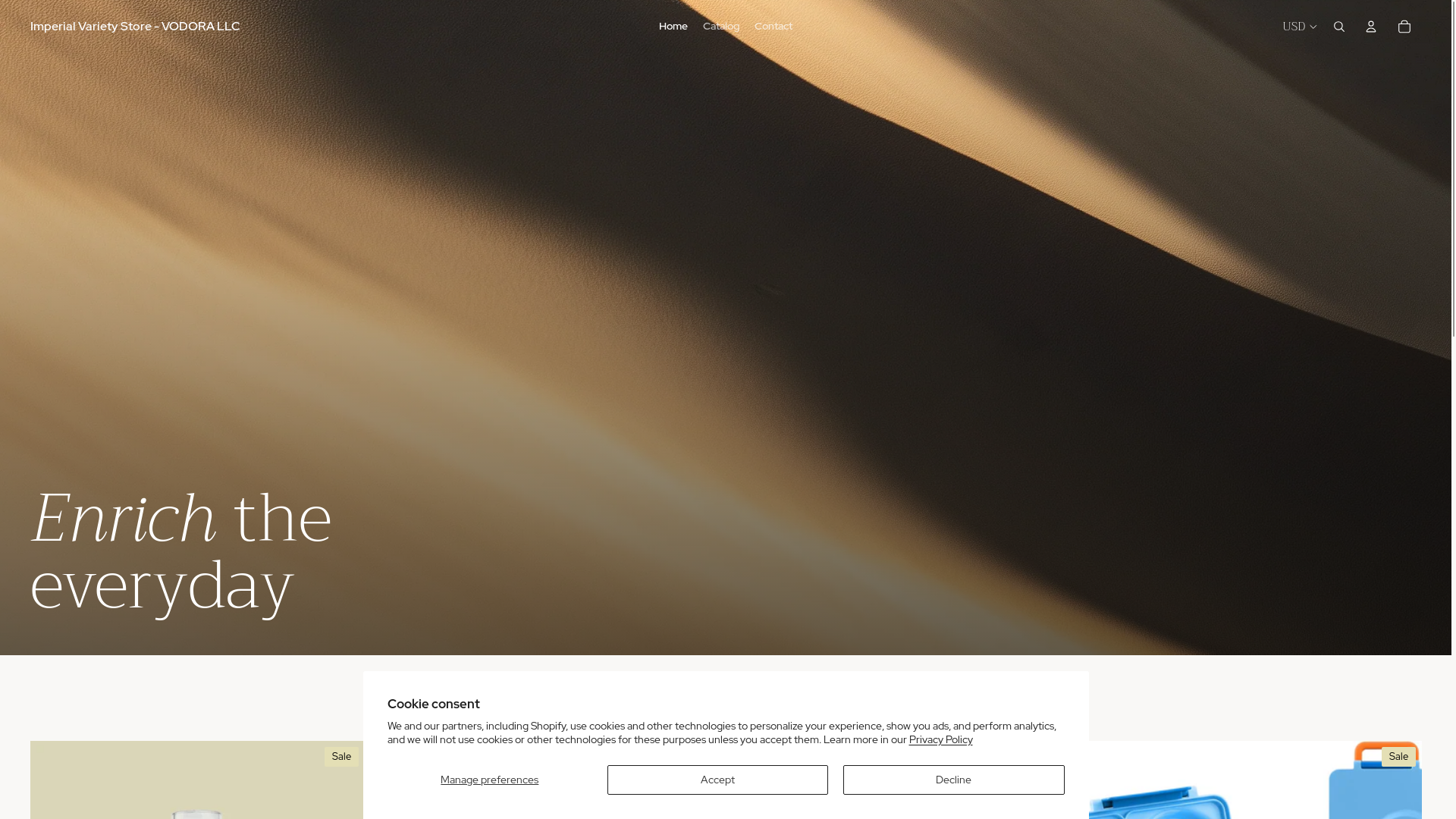 website screenshot of https://imperialvarietystore.com/