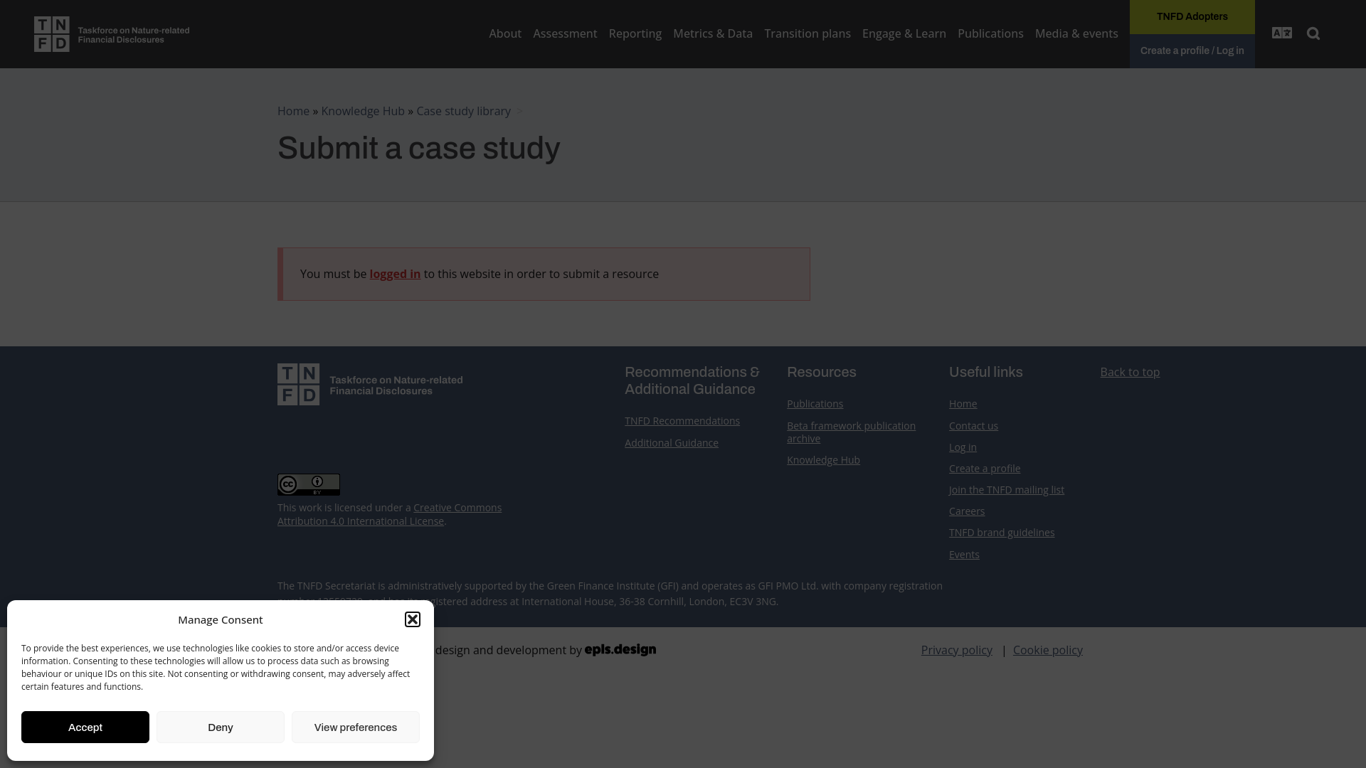 website screenshot of https://tnfd.global/knowledge-hub/case-studies/submit-a-case-study/