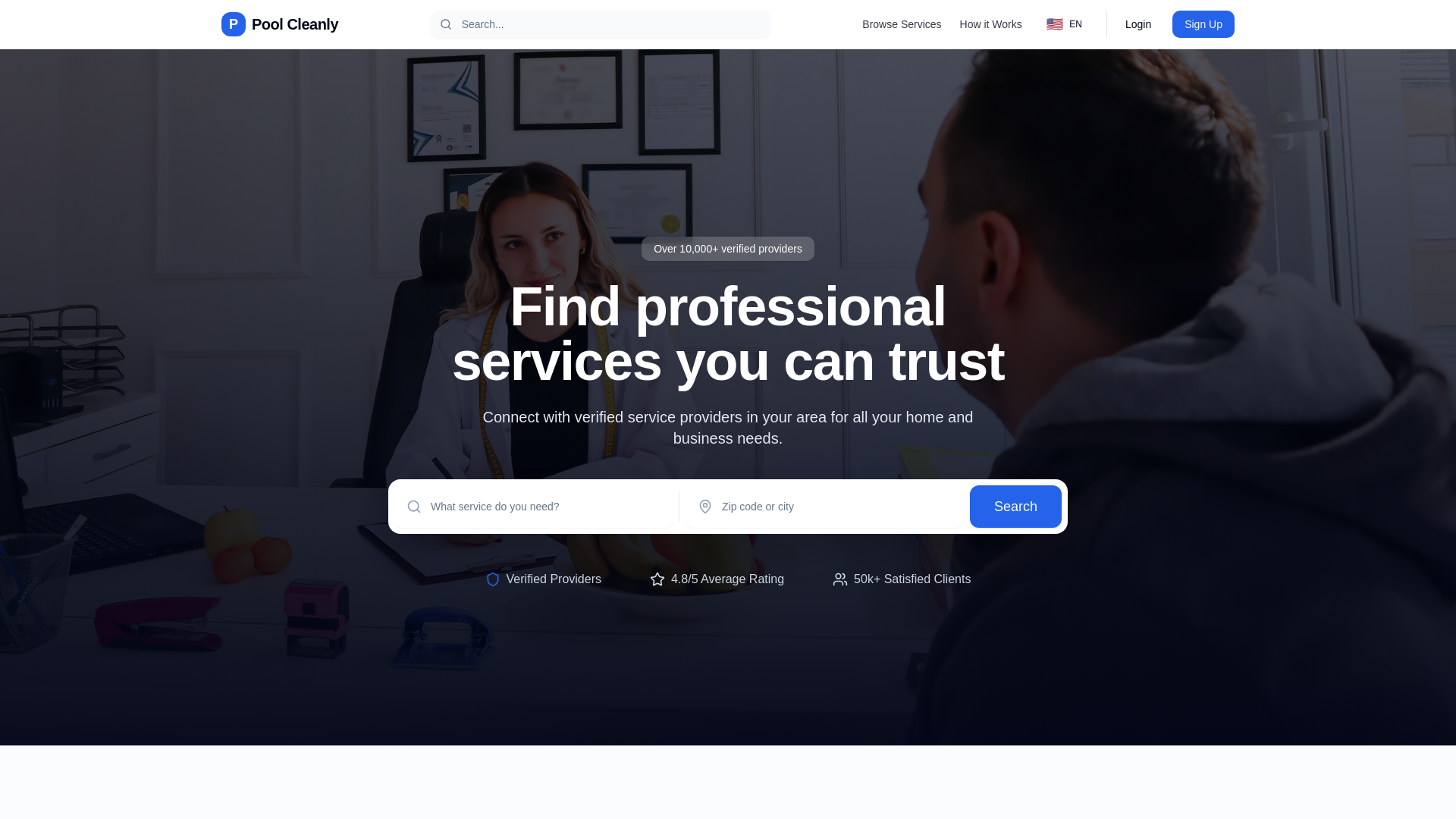 website screenshot of https://poolcleanly.com/